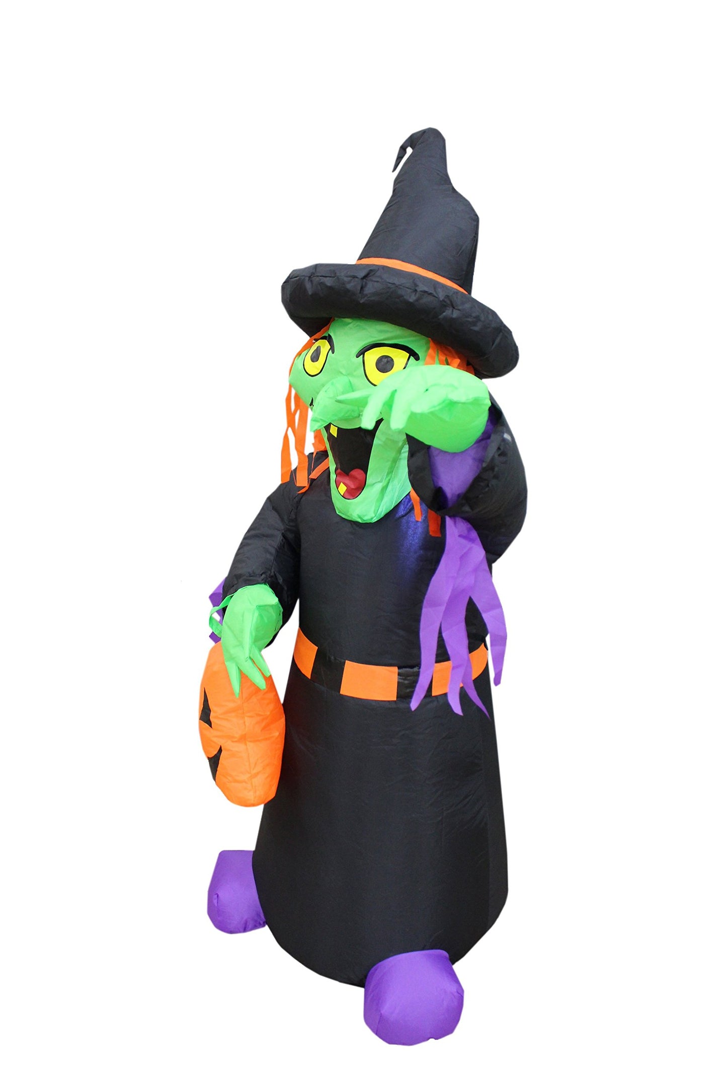 4 Foot Tall Halloween Inflatable Witch with Pumpkin Bag LED Lights Decor Outdoor Indoor Holiday Decorations, Blow up Lighted Yard Decor, Lawn Inflatables Home Family Outside