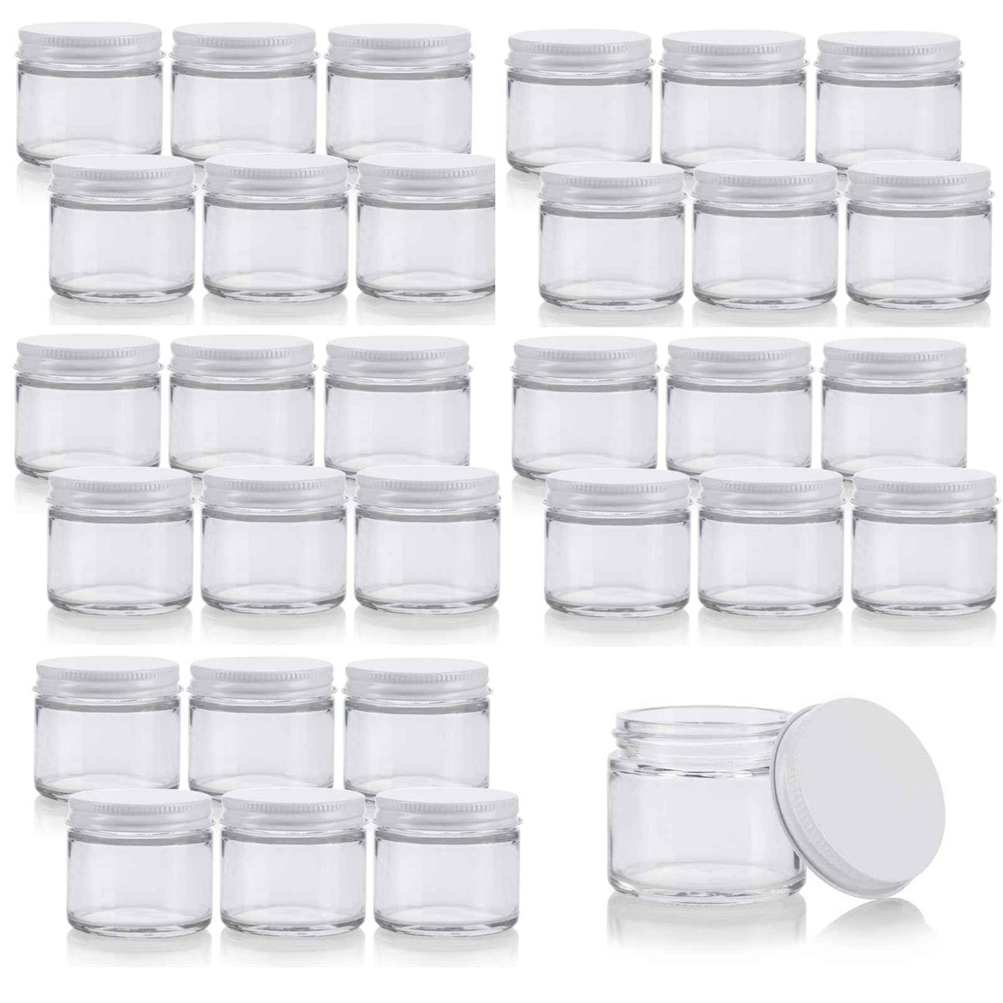 Zentriqlla 30 Pack 2oz Glass Jars with Lids, BPA-Free Round Clear Glass Containers for Spices, Crafts, Ointments, Leakproof Food Storage Mason Canning Jars for Cosmetics Jello, Balm, Wedding Favor
