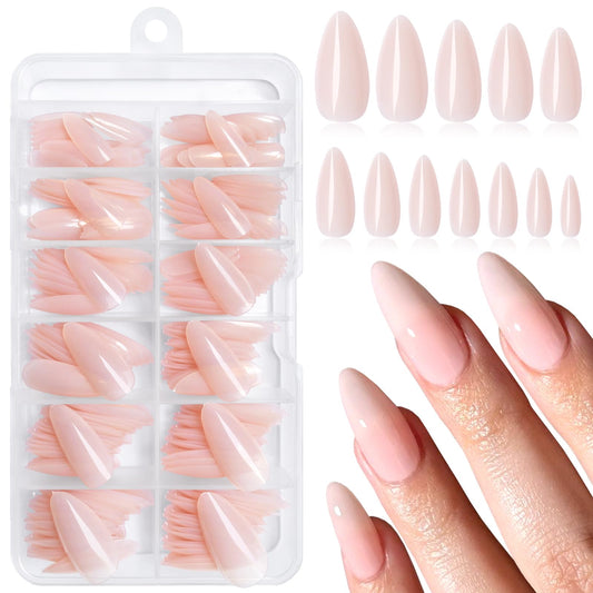 Lifextol 240PC Nude Almond Press on Nails Medium Fake Nails Press ons, False Acrylic Nails Press on Nails Almond Glue on Nails Artificial Nail Tips Fingernails Stick on Nails with Glue&Adhesive Tabs