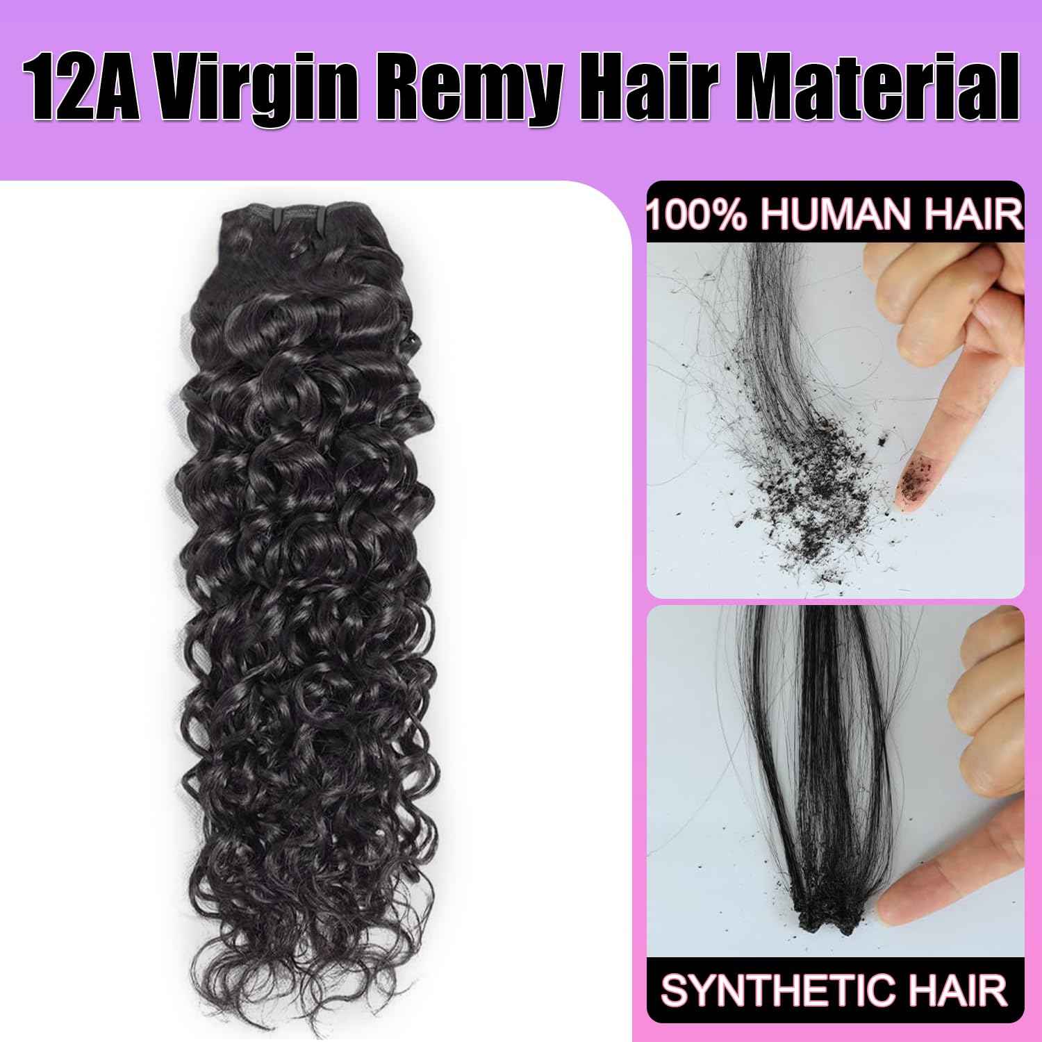 Water Wave Human Hair Bundles 14 Inch 12A Double Weft Wet and Wavy Bundles Human Hair Raw Bundles Human Hair Quick Weave Hair Bundles Natural Black