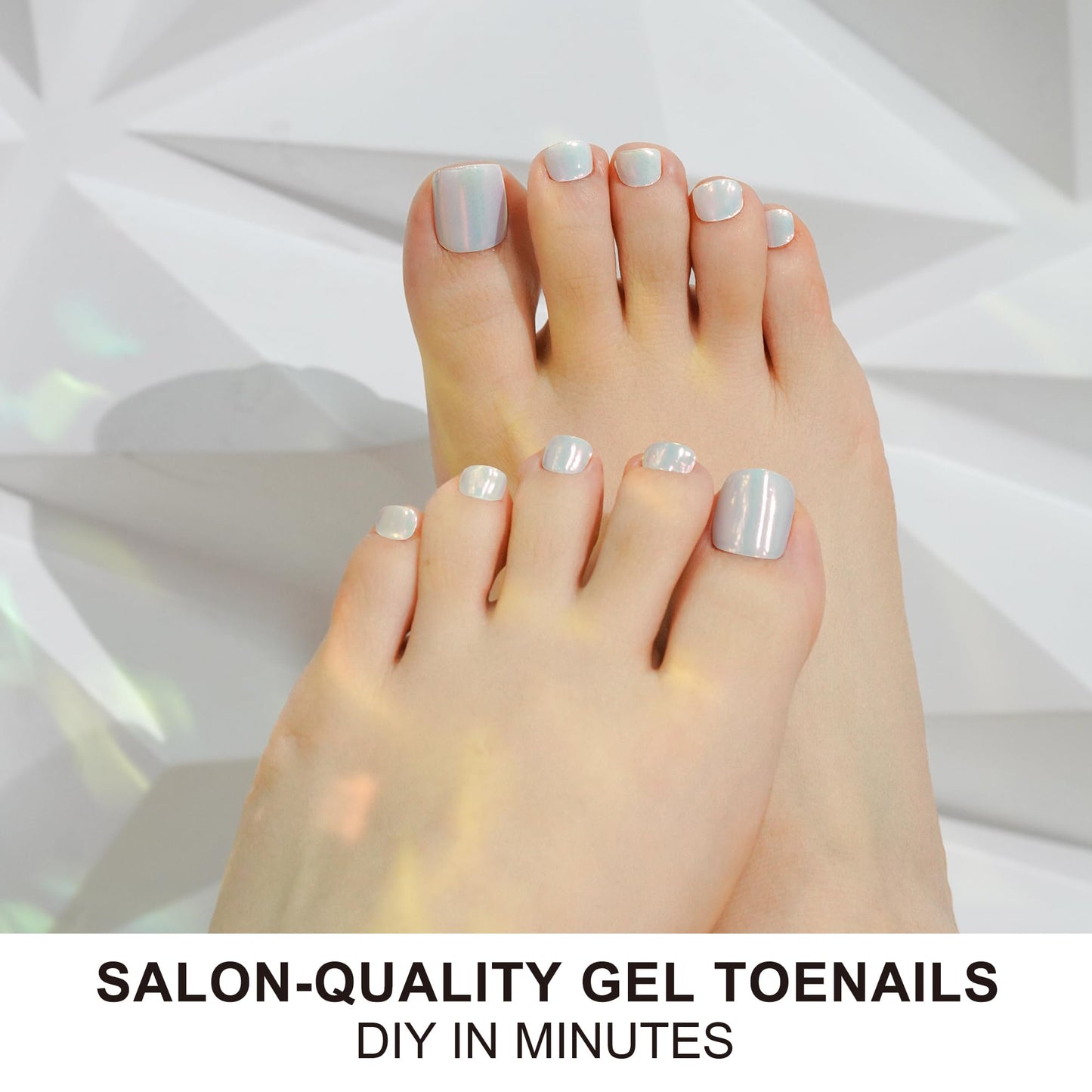 DANNI & TONI Semi Cured Gel Toenail Strips Aurora White (Lustre Bliss) Glazed Donut Gel Toenail Stickers Cool Gel Pedi Wraps 37 Stickers