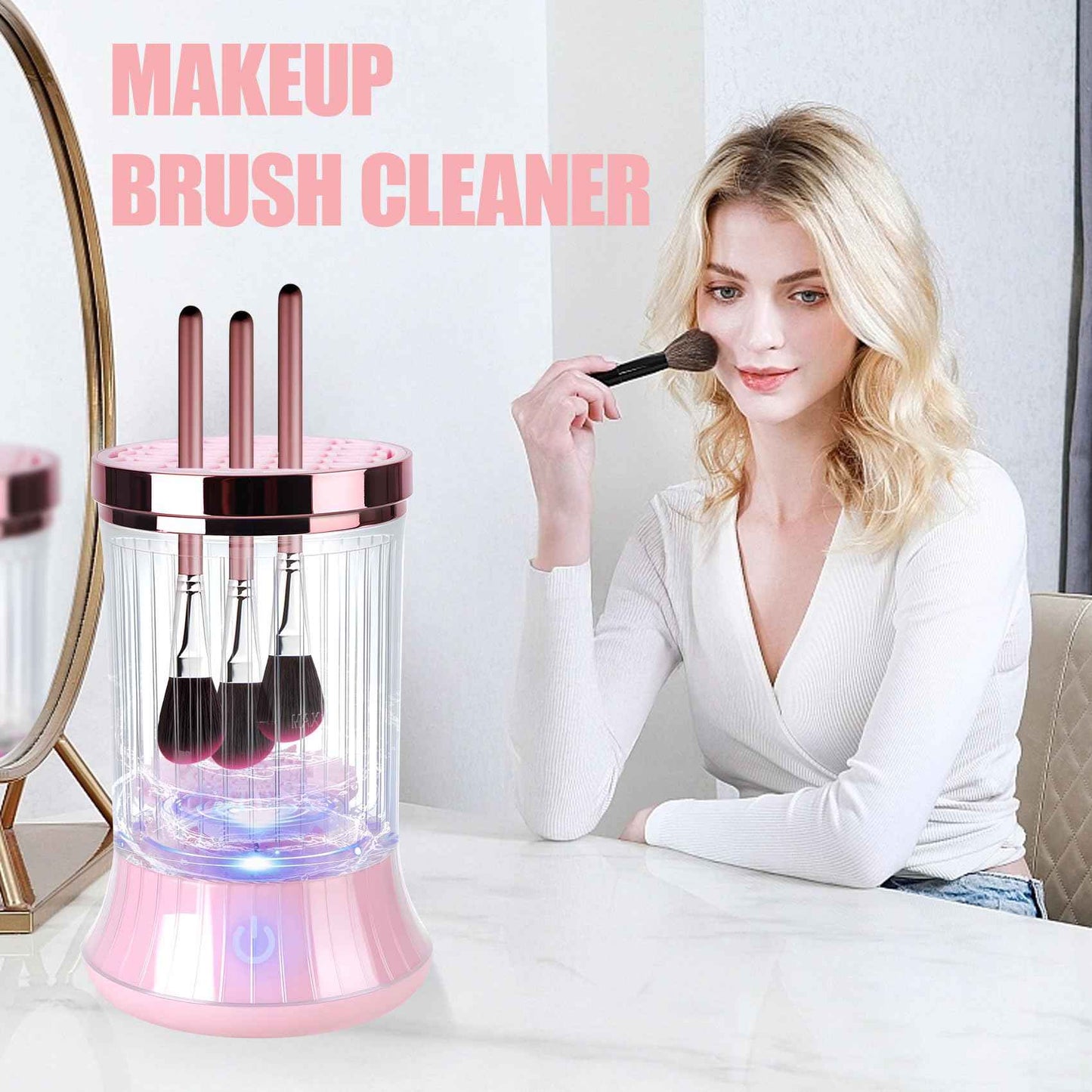 Electric Makeup Brush Cleaner, Efficient Makeup Brush Cleaner for Deep Cleaning, Automatic Spinning Cosmetic Brush Cleaner One-Click Operation, Auto-Rotating Brush Cleaner for Any Makeup Brushes