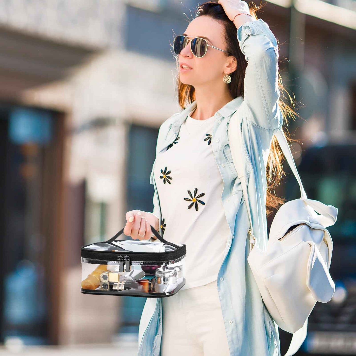 HAOGUAGUA 2 Pieces Clear Makeup Bags Cosmetic Toiletry Bags for Traveling, Waterproof Travel Transparent TSA APPROVED Carry On Airport Airline Compliant Bag (2 PIECES BLACK)