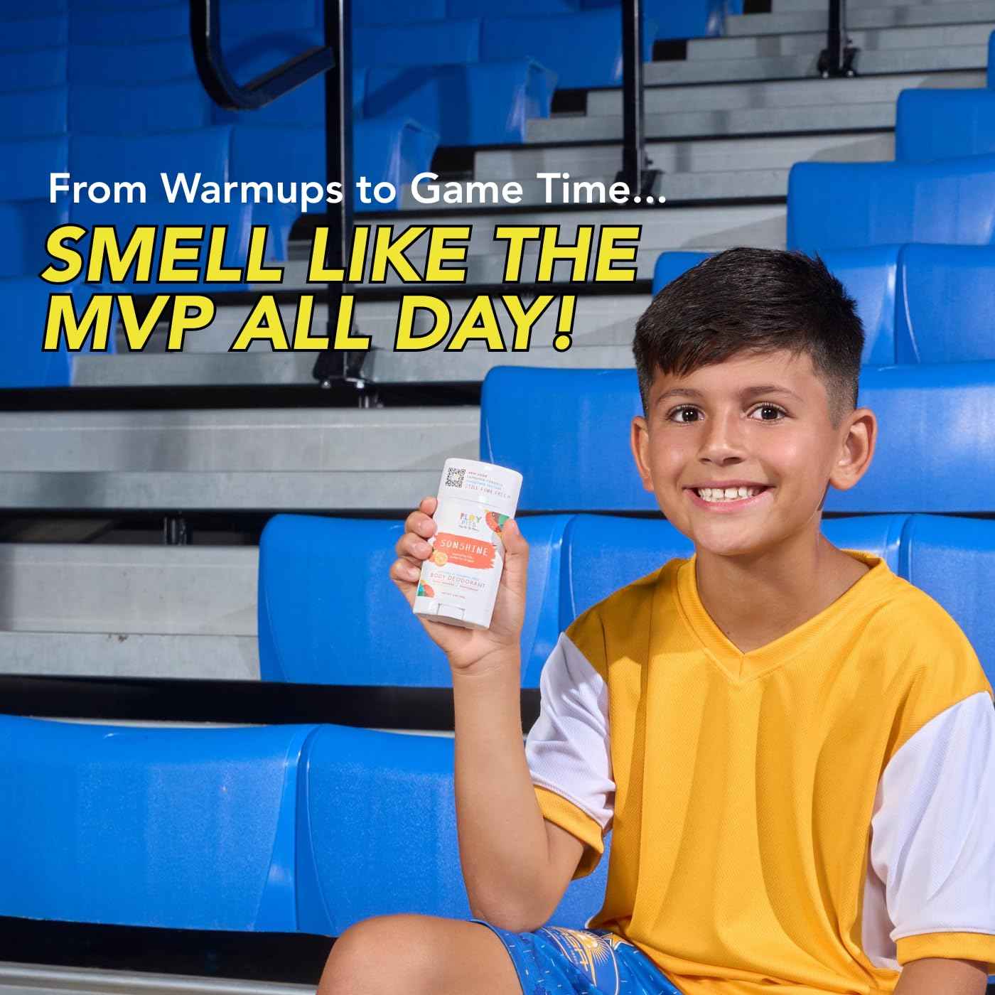 PLAY PITS - Kids Deodorant for Girls & Boys - Natural - Aluminum-Salt Free - Safe for Sensitive Skin – SONSHINE is Infused w/Orange & Peppermint Oils - Non-Toxic & Paraben Free - 2.65oz - 2pk