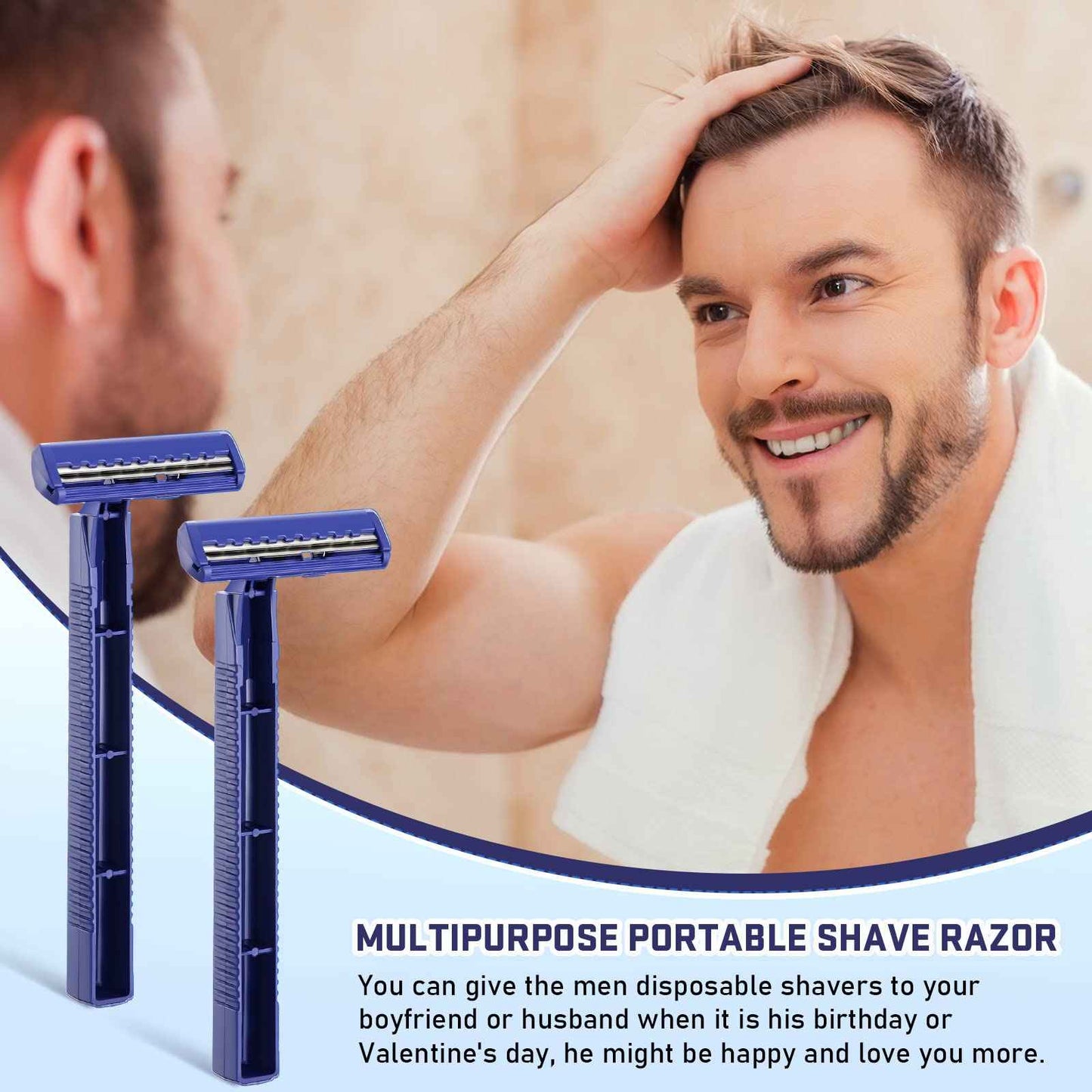 Chumia Twin Blade Razors for Men Stainless Steel Disposable Razors Men Bulk Plastic Shavers Multipurpose Portable Manual Disposable Shavers for Bathing Hotel Travel(150 Pieces)