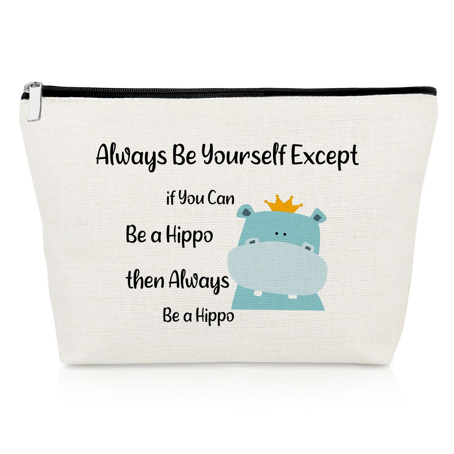 Inspirational Gifts for Women Girl Hippo Lover Makeup Bag Funny Hippos Gifts for Daughter Niece Granddaughter Cosmetic Bag Hippopotamus Gifts for Animal Lover Birthday Graduation Gifts Cosmetic Pouch