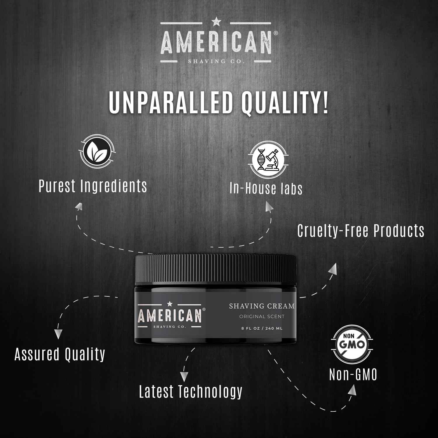 American Shaving Co. Original Scent Shaving Cream For Men 8 Oz, Made in USA, Easy Application, Quality Potent Ingredients, Non-GMO, GMP Certified, Cruelty-Free Products