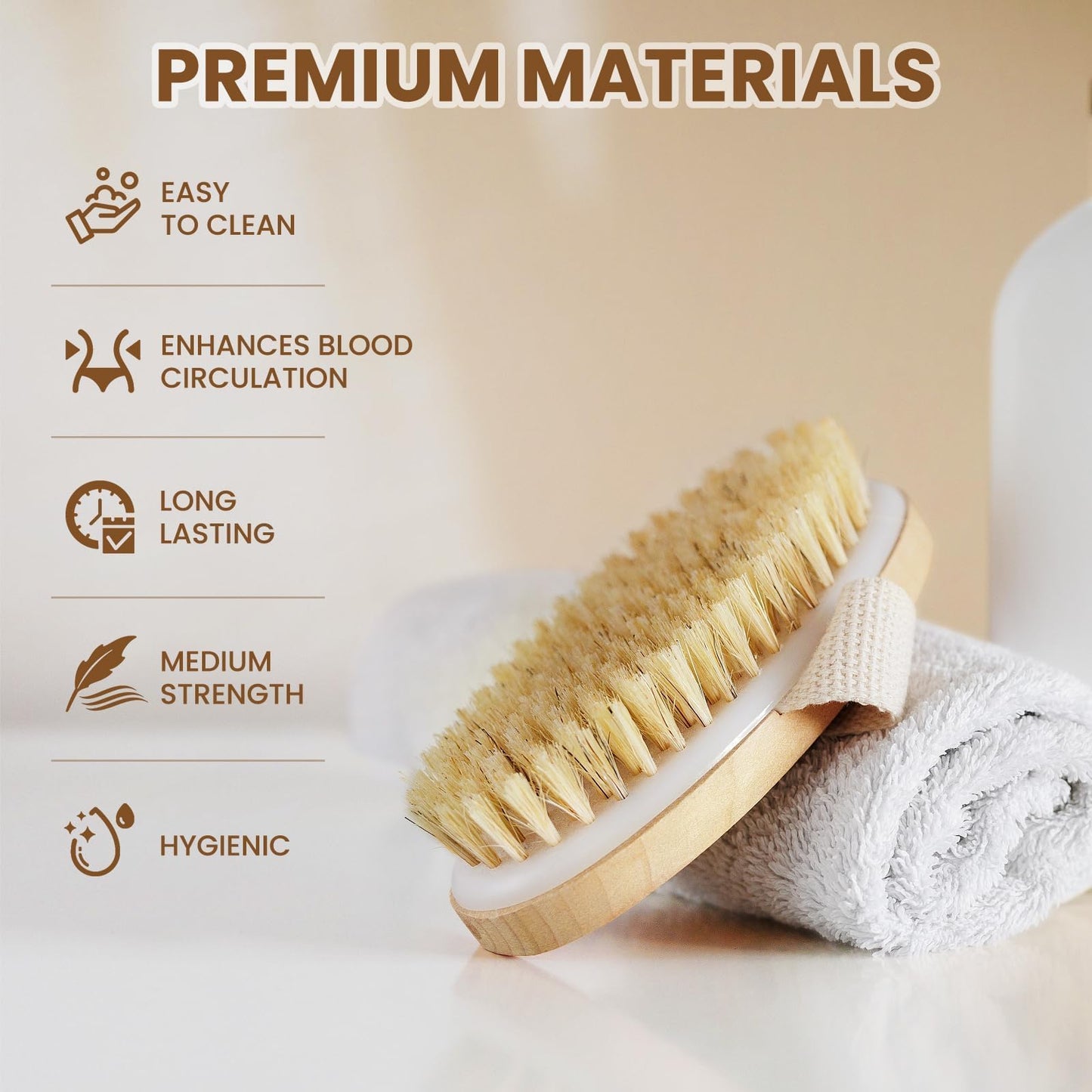 POPCHOSE Dry Brushing Body Brush, Natural Bristle Dry Skin Exfoliating Brush Body Scrub for Flawless Skin, Cellulite Treatment, Lymphatic Drainage and Blood Circulation Improvement