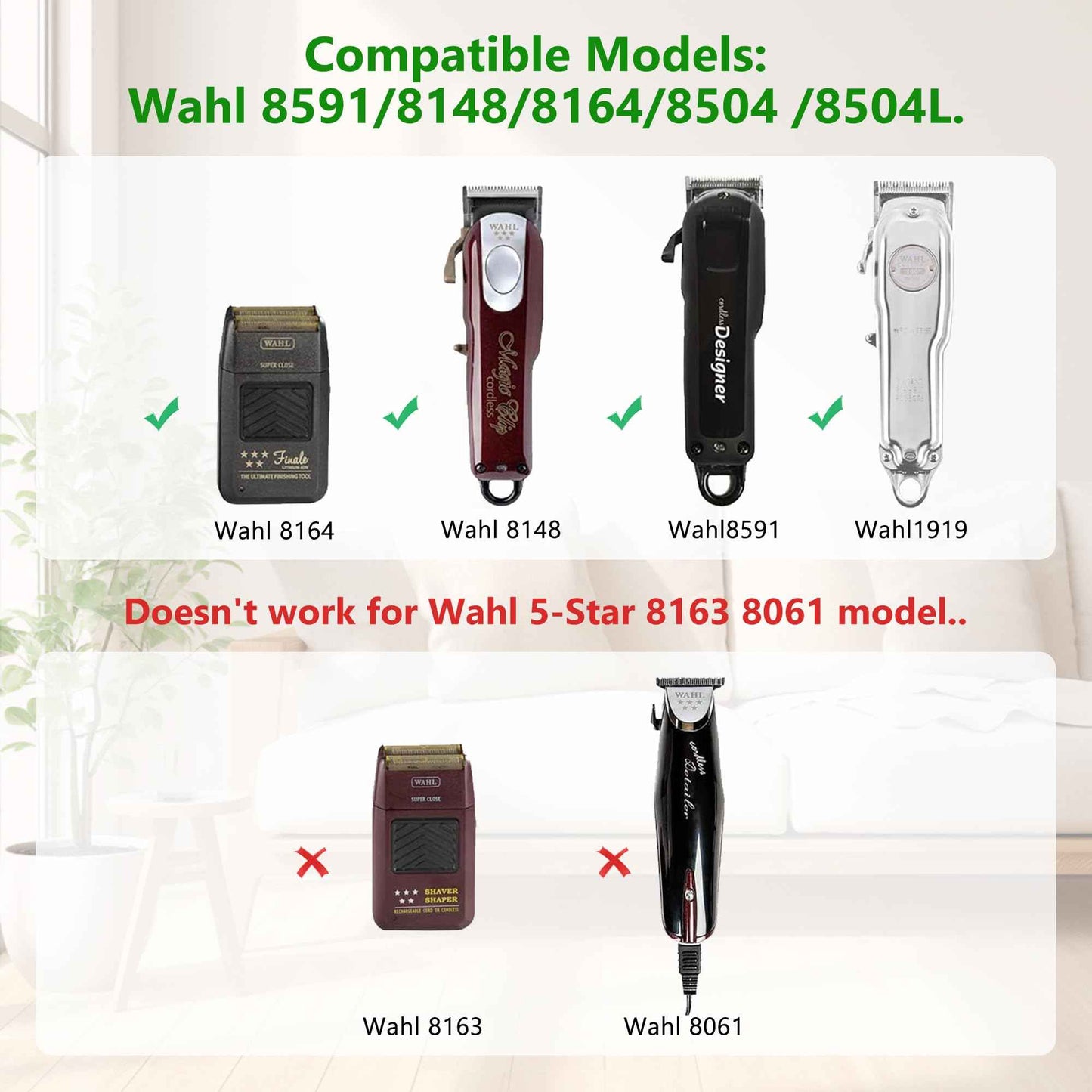 4V Charger for Wahl 8164 8148 8591 8509 1919 8591L 8148L 8148-308 08504-400 97225-002 Cordless Trimmer Compatible Replacement Adapter for Wahl Clippers Fast Charging Power Supply Durable and Portable
