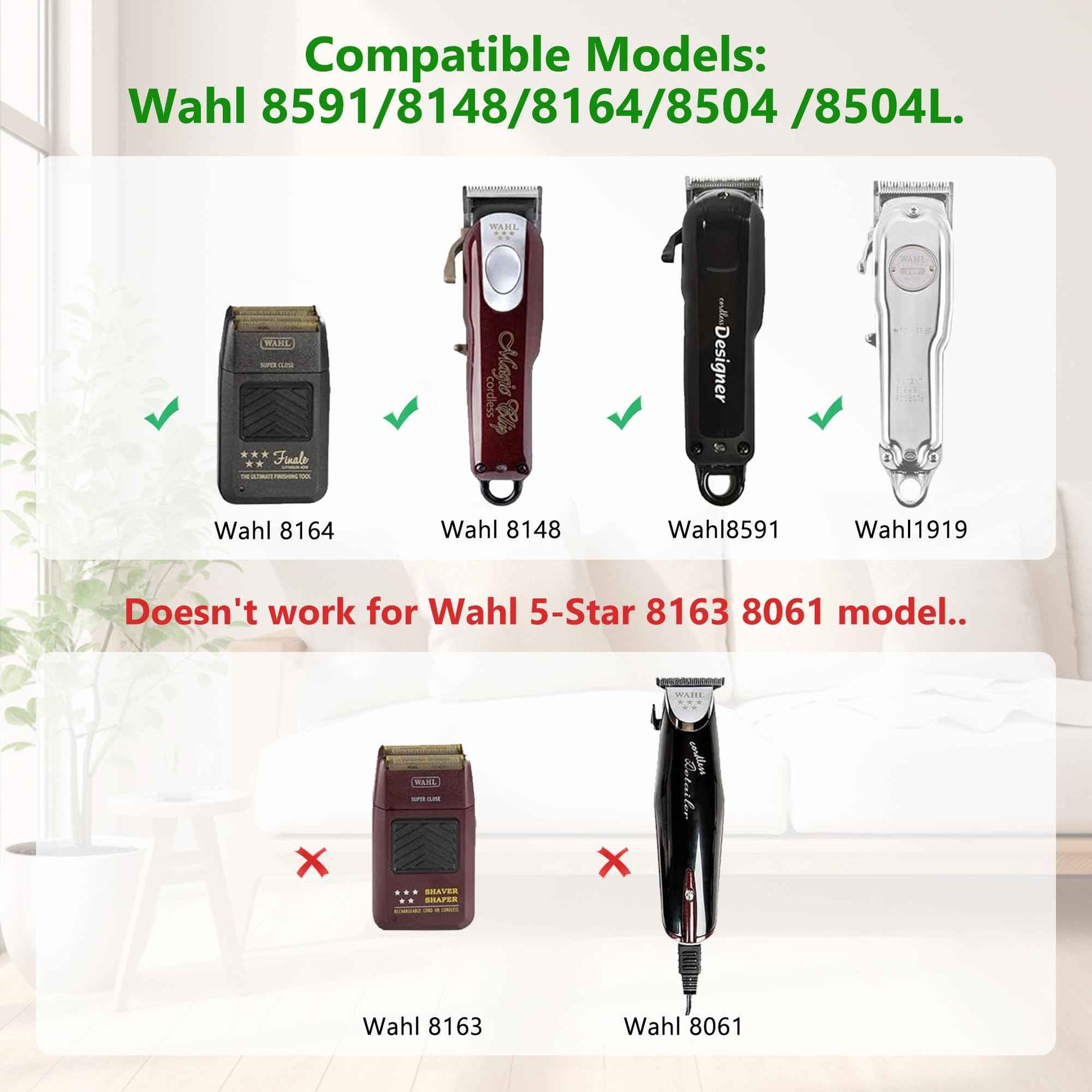4V Charger for Wahl 8164 8148 8591 8509 1919 8591L 8148L 8148-308 08504-400 97225-002 Cordless Trimmer Compatible Replacement Adapter for Wahl Clippers Fast Charging Power Supply Durable and Portable