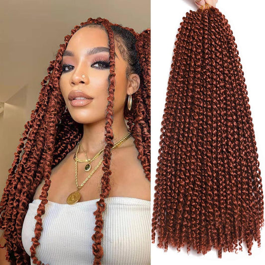 Passion Twist Hair 18Inch 6Packs Water Wave Crochet Hair Copper Red Passion Twists Braiding Hair Long Bohemian Braids Hair Synthetic Extensions (18Inch, 350#)