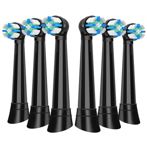 6 Pack Replacement Heads with Medium Soft Bristles Compatible with Oral b IO 2/3/4/5/6/7/8/9/10 Series Electric Toothbrush, IO Brush Heads Compatible with Oral b (Black)