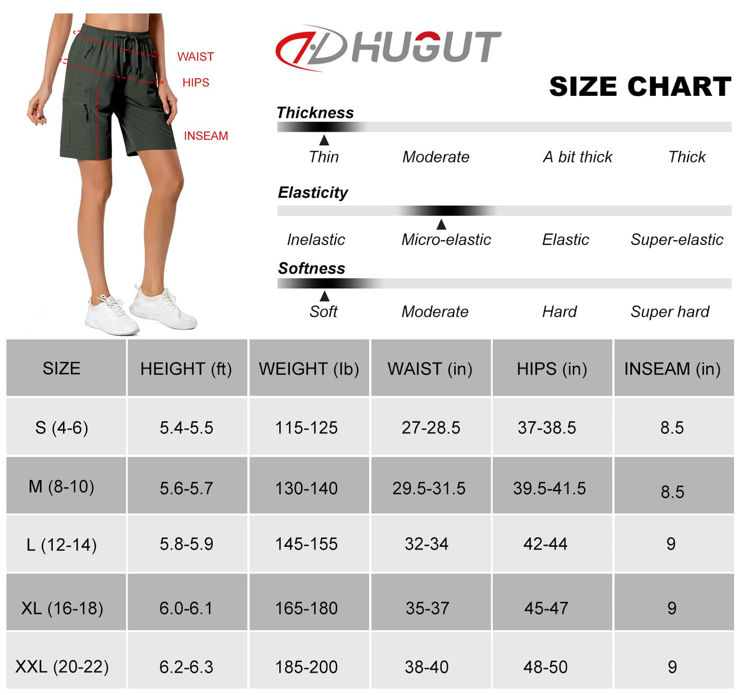 Women's Lightweight Hiking Cargo Shorts Quick Dry Athletic Shorts for Camping Travel Golf with Zipper Pockets Water Resistant Army Green