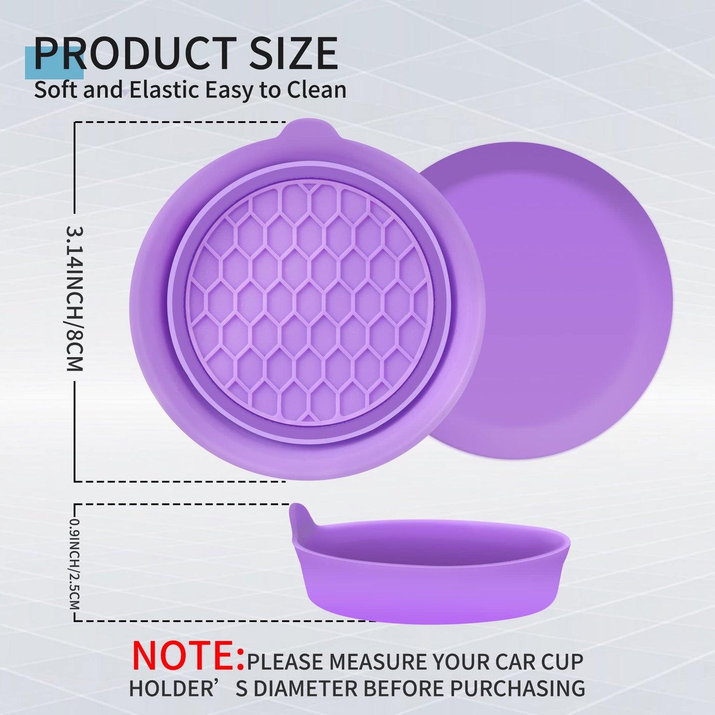 Amooca Car Cup Coaster Universal Automotive Waterproof Non-Slip Cup Holders Sift-proof spill Holder Car Interior Accessories 2 Pack Purple