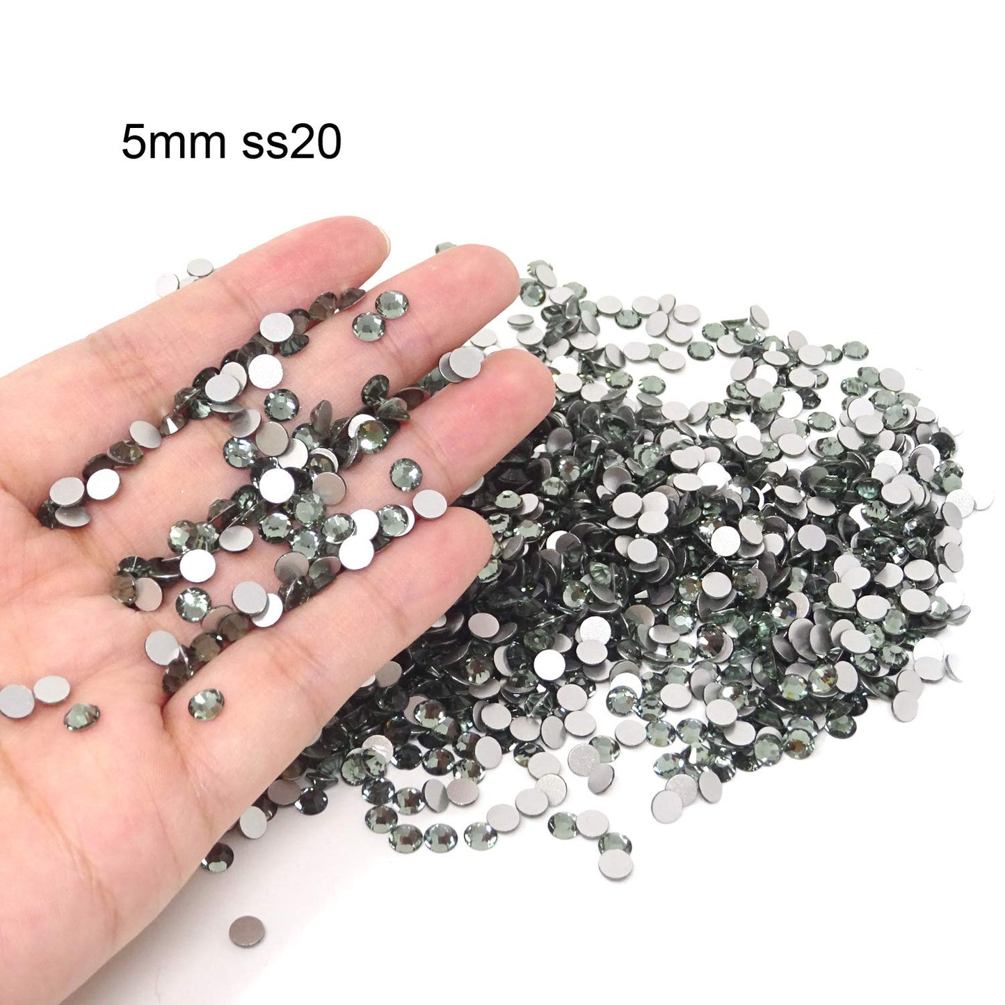 Honbay 1440PCS 5mm ss20 Sparkly Round Flatback Rhinestones Crystals, Non-Self-Adhesive (Gray)