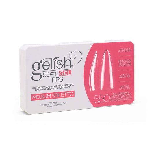 Gelish Soft Gel™ Tips - 550 Count Professional Quality Press on Nails Extension for Strong, Long-Lasting Manicures – Easy Application, Natural Look, Pre-shaped False Nail (Medium Stiletto)