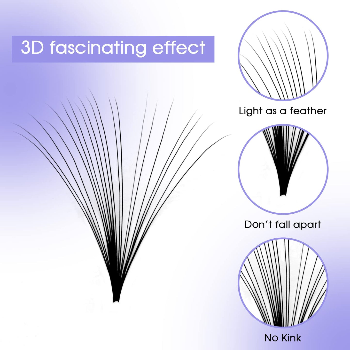 Lash Extensions Easy Fan Volume Lashes 0.07mm 8-14mm Mixed Self Fanning Eyelash Extensions 5D 6D 7D Easy Volume Fan Lashes C/D Curl Rapid Blooming Lashes (0.07-D, 8-14mm)