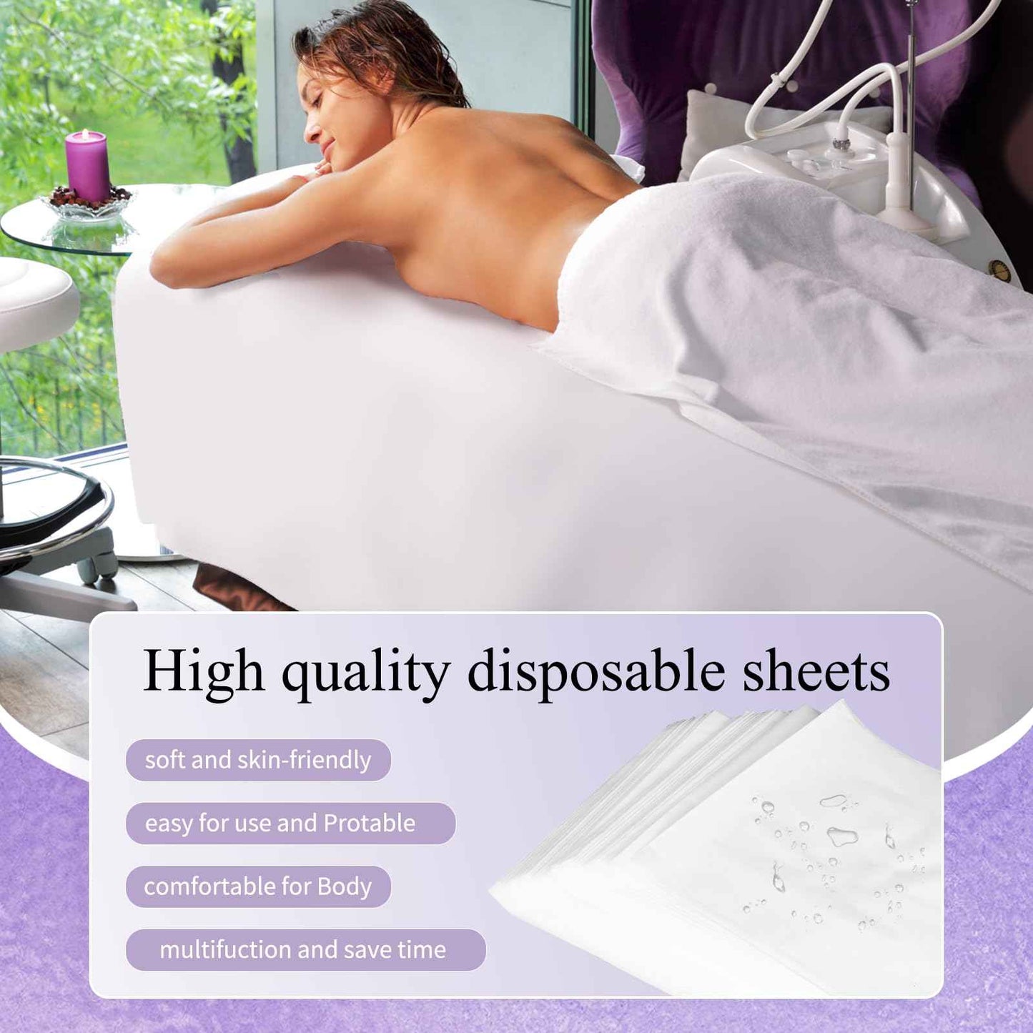 100PCS Disposable Bed Sheets 31.5" x 71", Non-Woven Fabric Massage Table and Spa Bed Covers, Breathable and Durable for Ultimate Hygiene and Comfort in Massage, Tattoo, and Spa Treatments (White)