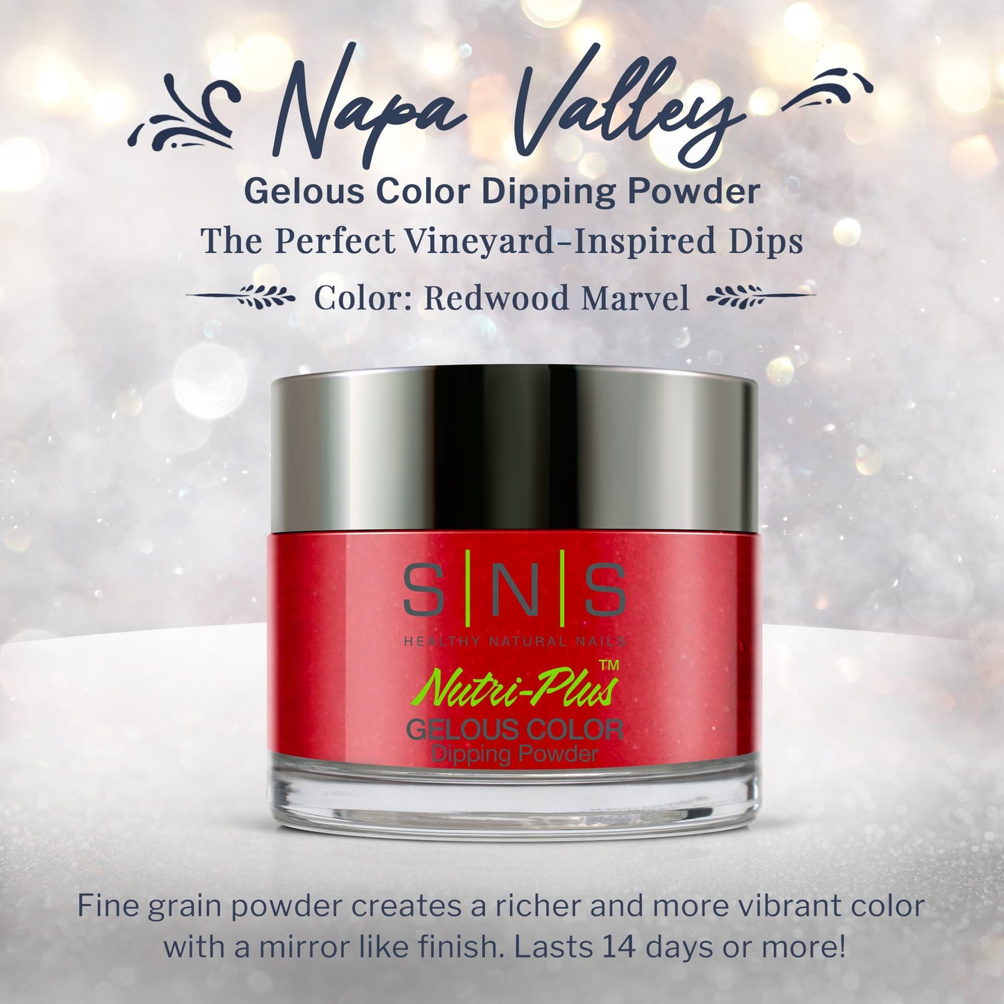 SNS Nail Dip Powder, Gelous Color Dipping Powder - Redwood Marvel (Red) - Long-Lasting Dip Nail Color Lasts 14 Days - Low-Odor & No UV Lamp Required - 1oz