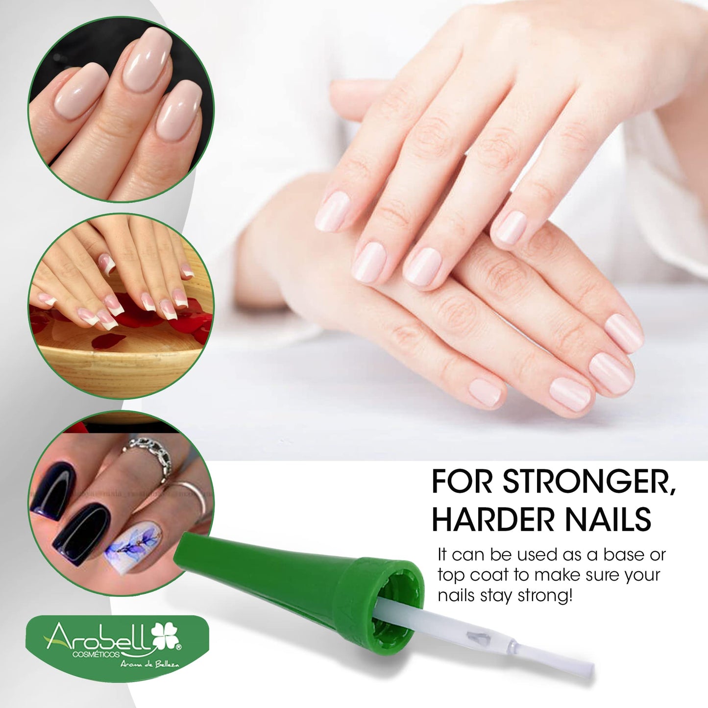 Arobell Nail Strengthener – Original Iron Nails Nail Hardener – Nail Strengthener for Damaged Nails, Brittle and Thin Nails – Clear Nail Polish Strengthener for Nail Growth and Protection