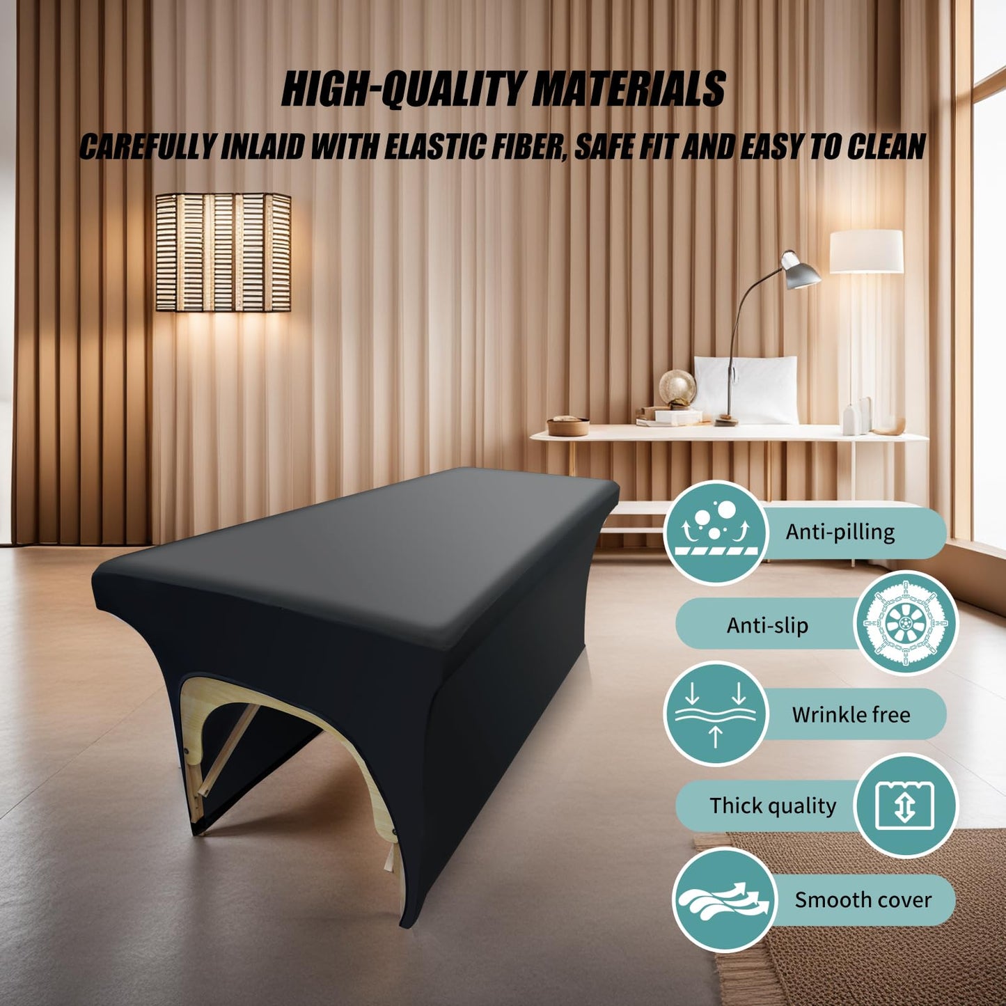 Lash Bed Cover PU Leather Massage Table Cover Waterproof&Wipeable Protective Cover for Eyelash Extension Bed/Salon Massage Bed/Spa Bed, Odorless and High Elasticity Vegan Leather Lash Bed Topper(6FT)