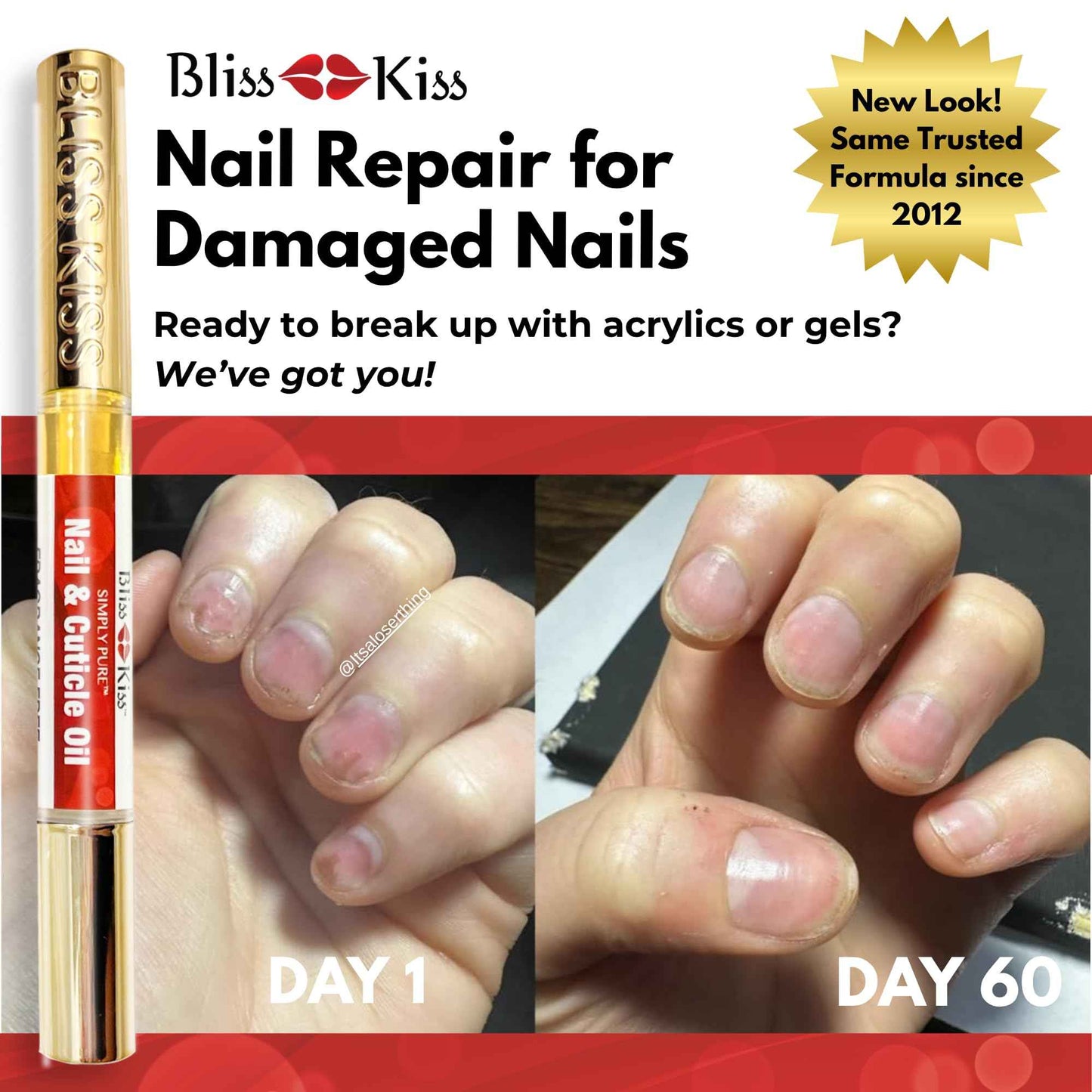 Bliss Kiss | Fragrance Free 4 Nail Oil Cuticle Pens w/Vitamin E & Jojoba⏤Nail Strengthener Nail Growth and Strengthening Serum for Brittle, Peeling, Breaking, Thin nails