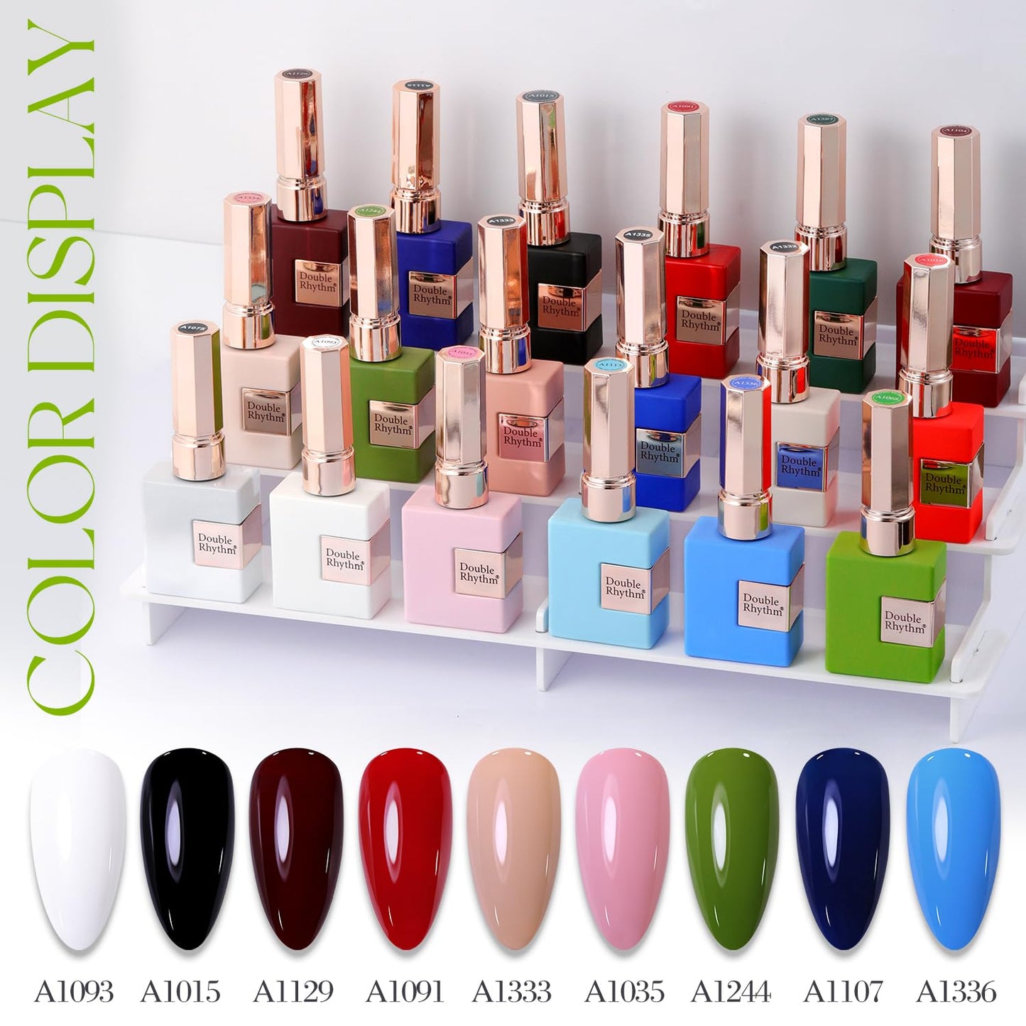 Double Rhythm 15ML Gel Nail Polish Pure Sheer Same Color Same Bottle Soak Off Gel Polish Art Manicure Salon DIY at Home for Women (Neon Green-A1305)