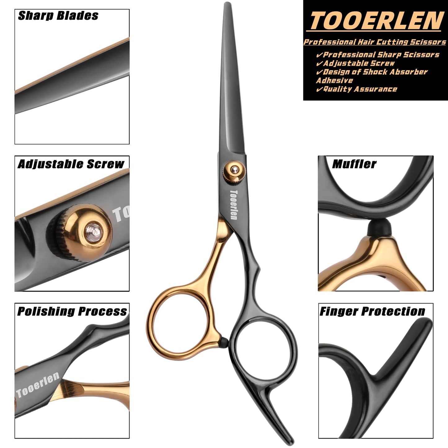 Tooerlen Hair Cutting Shears Set 15Pcs Barber Scissors Professional Kit, Haircut Kit for Women, Hair Cutting Scissors Professional for Home/Salon/Barber