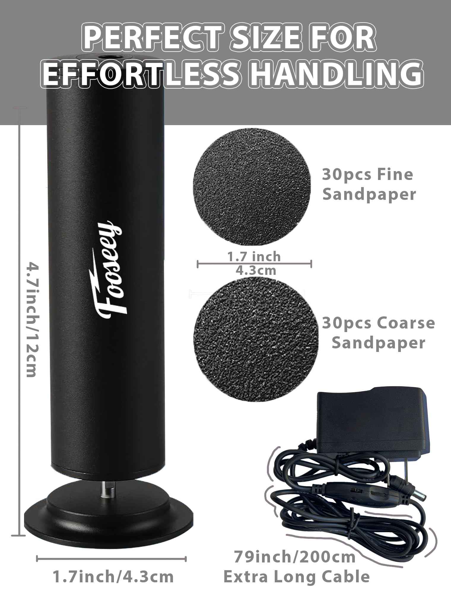 Dermave Foot Callus Remover, Professional Pedicure Tool for Feet with 60pcs Sandpaper Discs, Electric Callus Remover for Feet,Adjustable Speed Aluminum Foot File for Dead Skin, Black