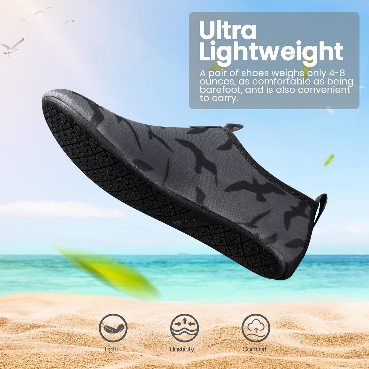 SEEKWAY Water Shoes Barefoot Aqua Socks Quick-Dry Non Slip Shoes for Beach Swim Pool River Boating Surf Women Men Bird SK002(U)