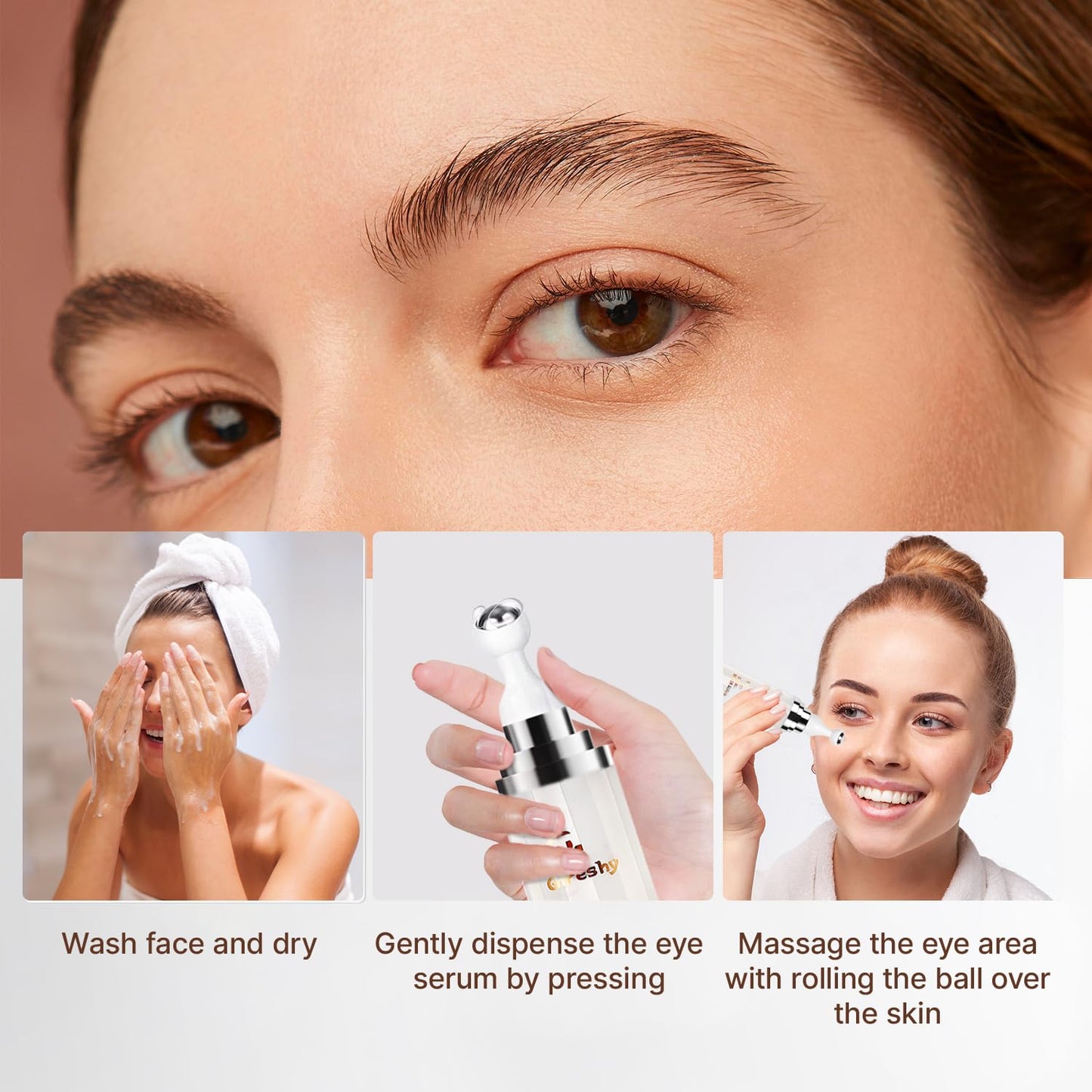 Eye Serum Caffeine for Dark Circles: Retinol eye roller serum - eye cream anti aging bags dark circle and puffiness - Under Eye Bags Treatment