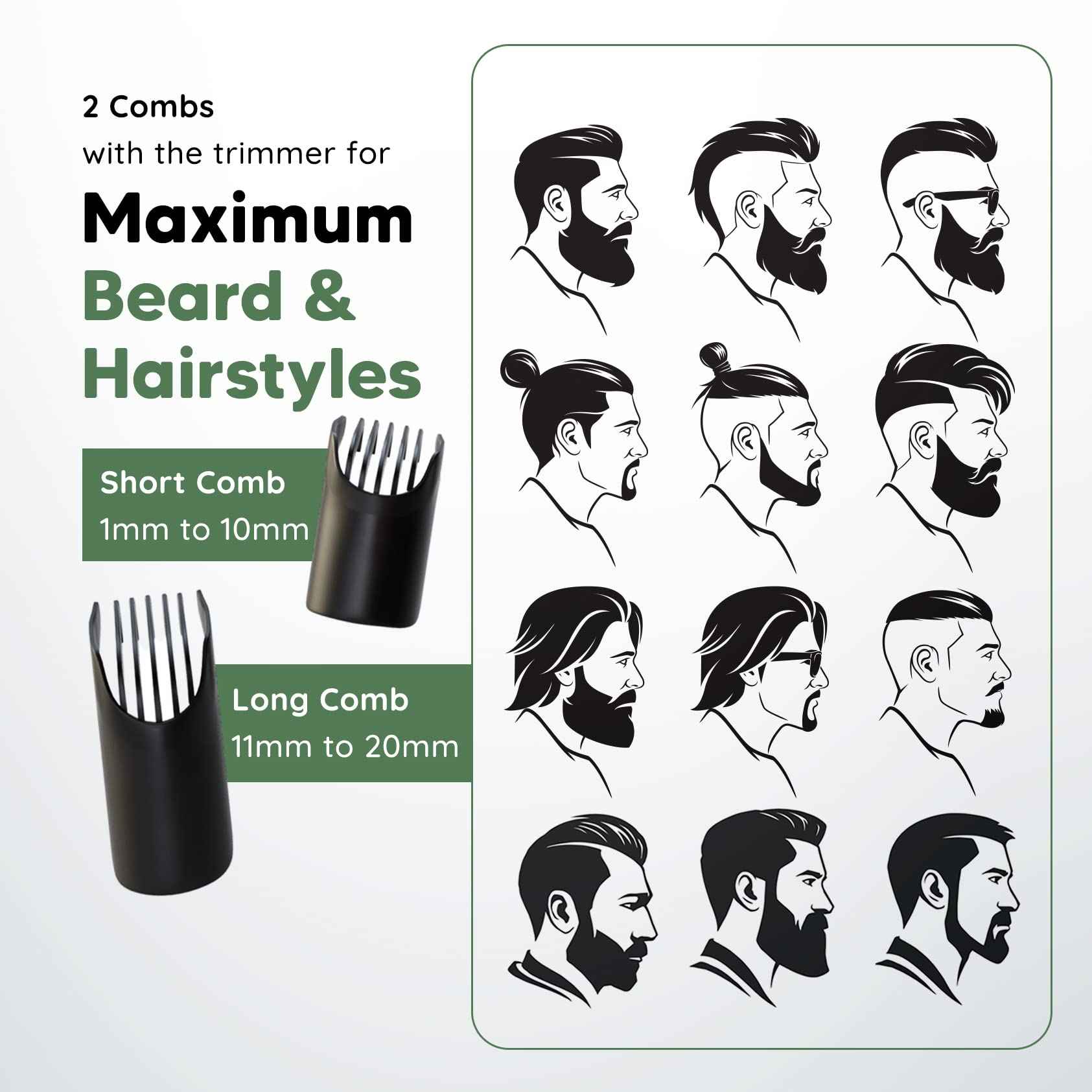 LetsShave Head, Body & Beard Trimmer for Men | Mens Full Body Hair Trimmer | Cordless | Stainless Steel Blade | Length Settings | Fast Charging Trimmer Men Black