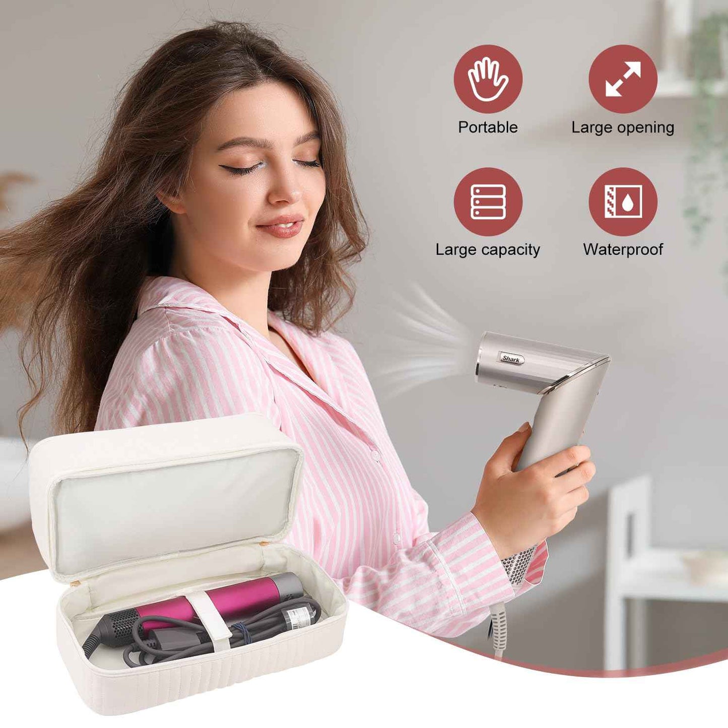 Boweike Travel Case Compatible with Dyson Airwrap id, Double-Layer Carrying Case Compatible with Dyson Airwrap Styler and Attachments, Portable Storage Bag for Shark Flexstyle/Flexfusion