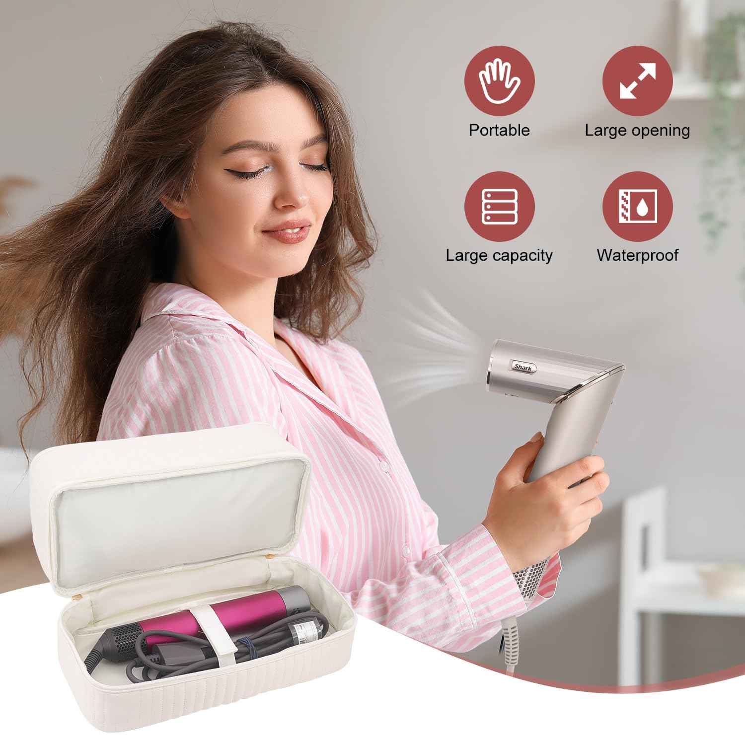 Boweike Travel Case Compatible with Dyson Airwrap id, Double-Layer Carrying Case Compatible with Dyson Airwrap Styler and Attachments, Portable Storage Bag for Shark Flexstyle/Flexfusion