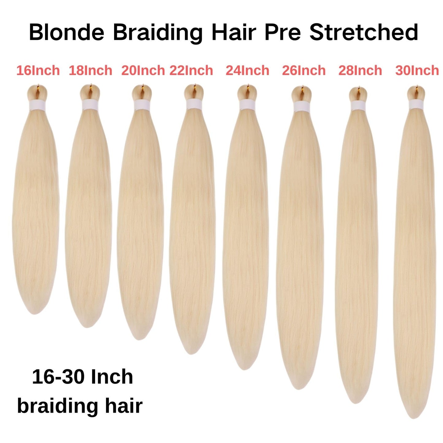 Blonde Kids Braiding Hair Pre Stretched Kanekalon Braiding Hair Extension 16 Inch Short Synthetic Fake Hair for Braiding