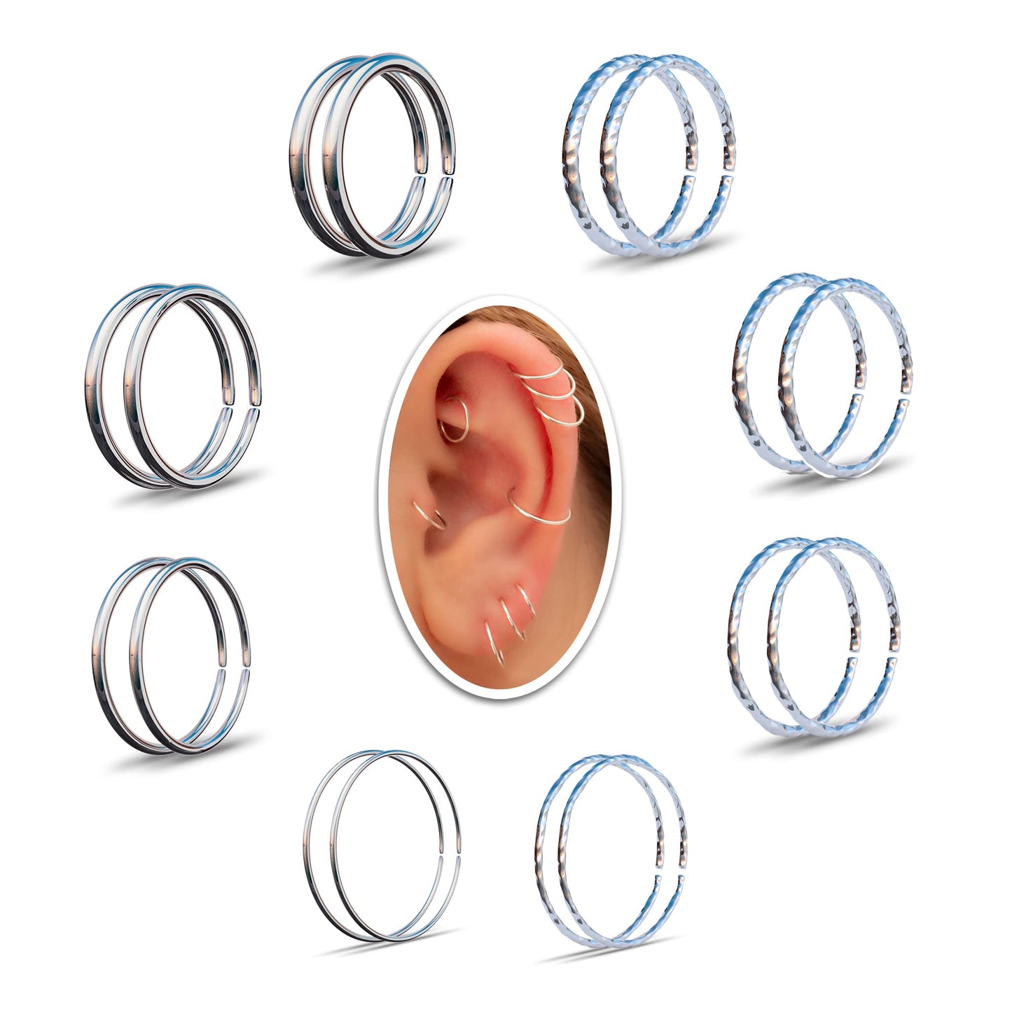 5mm Silver Cartilage Nose Helix Tragus Mini Huggie Hoop Earrings in 925 Sterling Silver (Silver, 5mm 20 gauge / 1 pair)