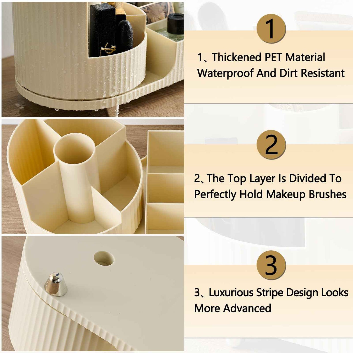 RUIQING New 360 Rotating Makeup Organizer - Large-Capacity Vanity Organizer, Stores Makeup Brushes and More, Keeps Countertop Clean and Tidy