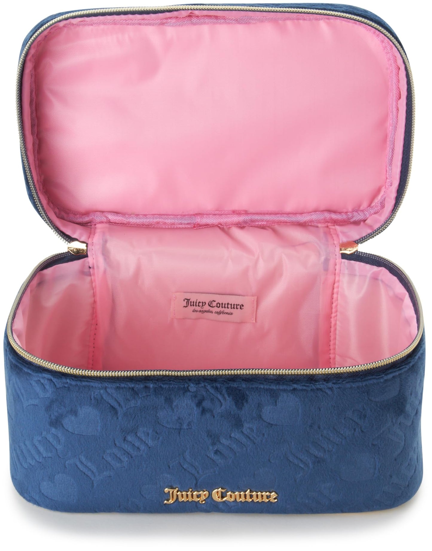 Juicy Couture Women's Cosmetics Bag - Travel Makeup and Toiletries Train Case Organizer, Size One Size, Blue