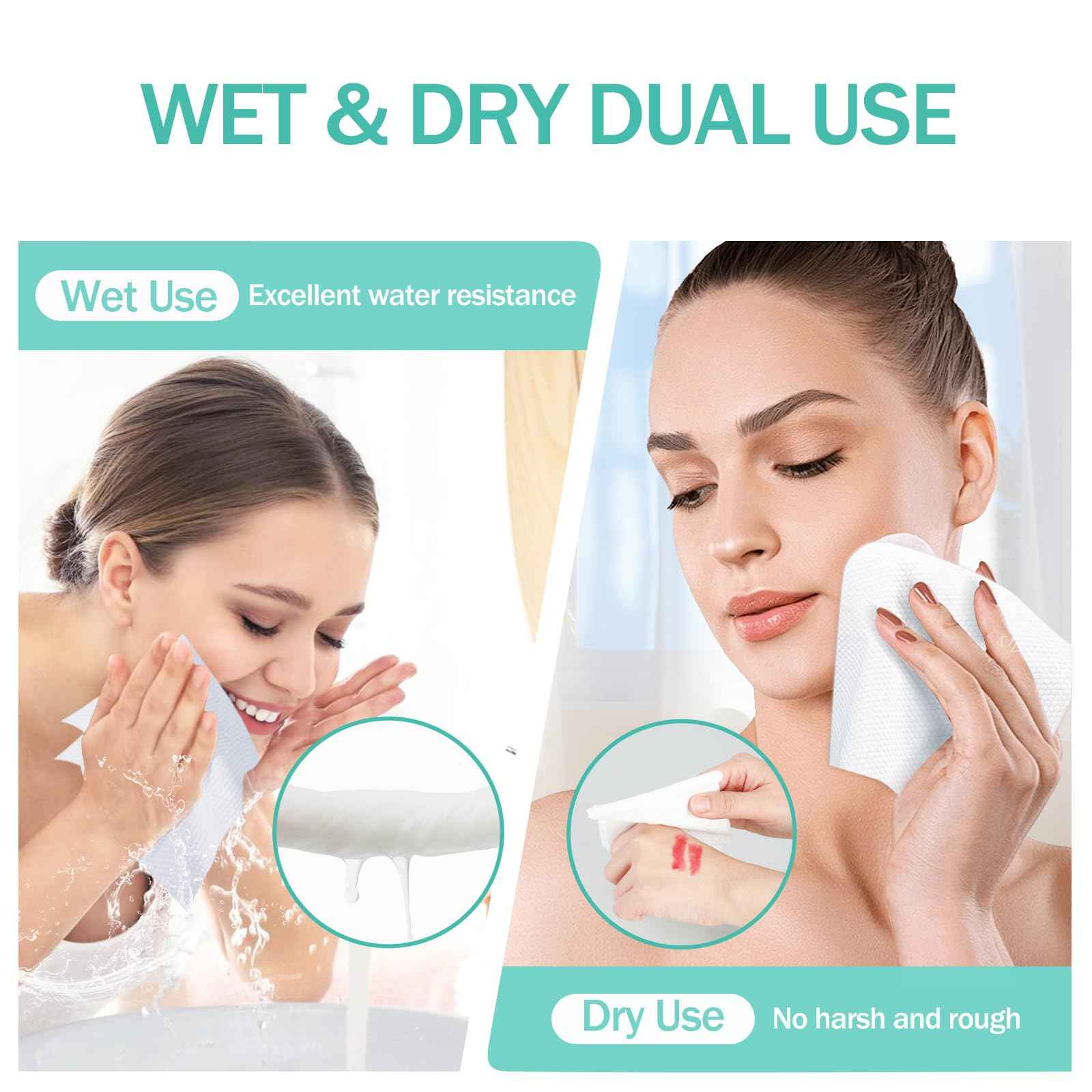 Tahoe Trails Disposable Face Towel, Soft Dry Wipe, Lint Free, Dry Wet Use for Sensitive Skin, Cotton Facial Tissue, Makeup Removing, Surface Cleaning 7.87 * 7.87inch, 80Count