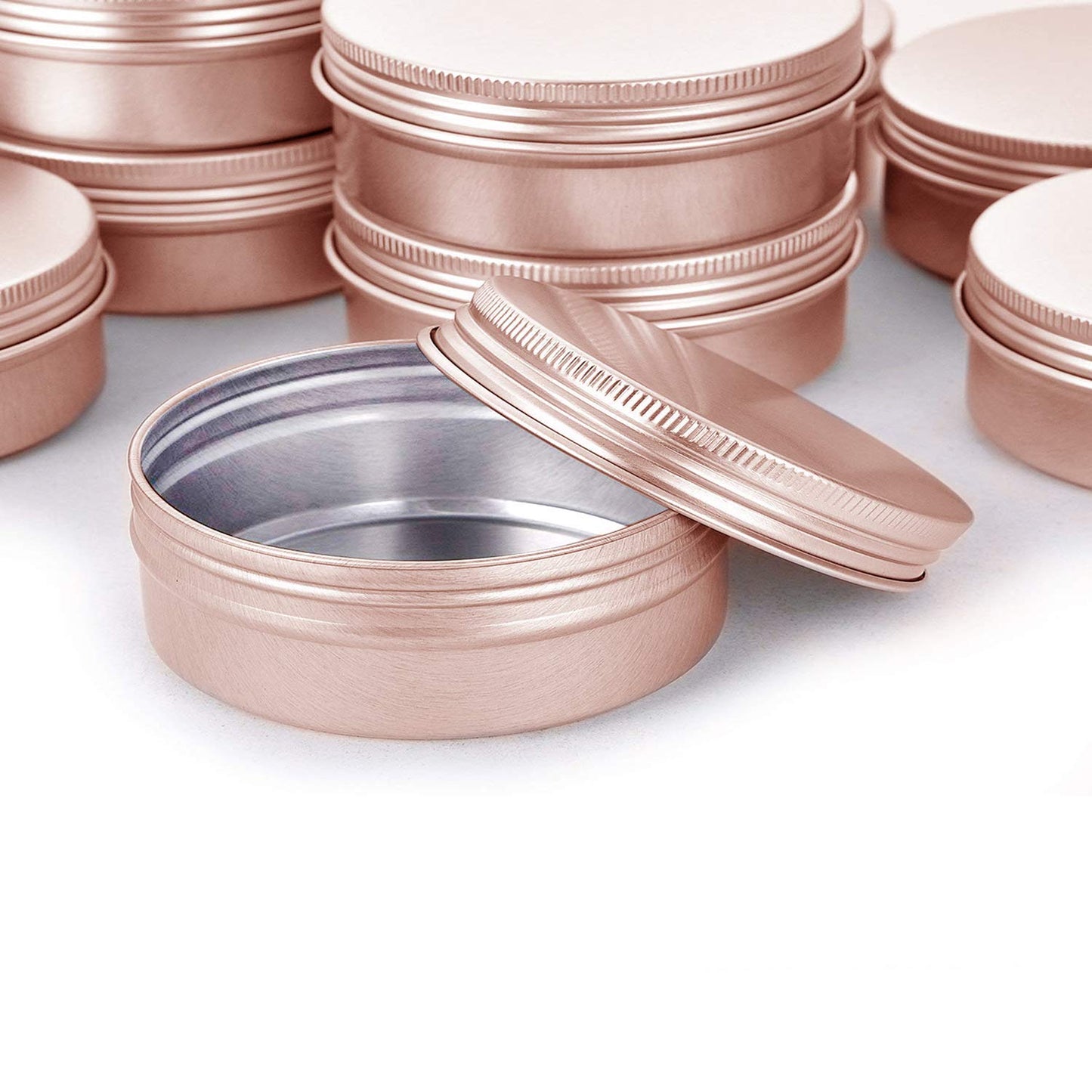 1 Ounce Aluminum Tin Jar Refillable Containers 30ml Aluminum Screw Lid Round Tin Container Bottle for Cosmetic, Lip Balm, Cream, 20 Pcs Rose Gold