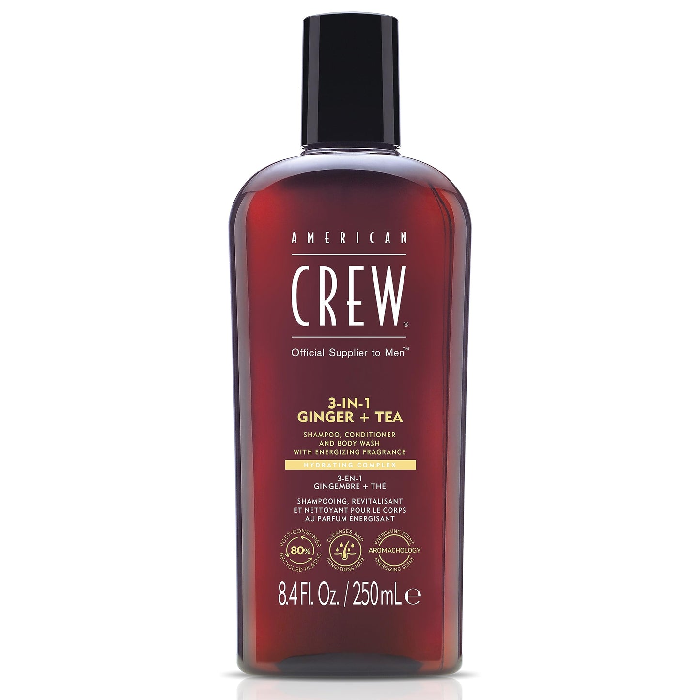 AMERICAN CREW 3-IN-1 GINGER + TEA Shampoo, Conditioner and Body Wash, 8.4 Fl Oz (Pack of 1)