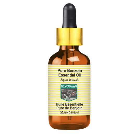 Devprayag Benzoin Essential Oil (Styrax Benzoin) with Glass Dropper | Pure | Viscous Texture | Unisex | All Skin Types | External Use | Natural Extract | Steam Distilled 100ml (3.38 oz)
