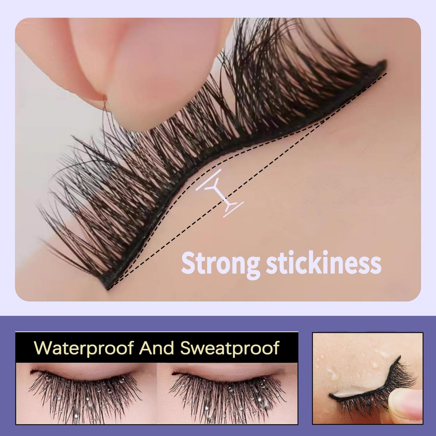 6Pcs Self adhesive eyelashes,False Eyelashes Natural Look,reusable adhesive eyelashes,reusable self adhesive eyelashes-Waterproof wispy lashes with Tweezers - No Glue Needed! Gift for Beginners!