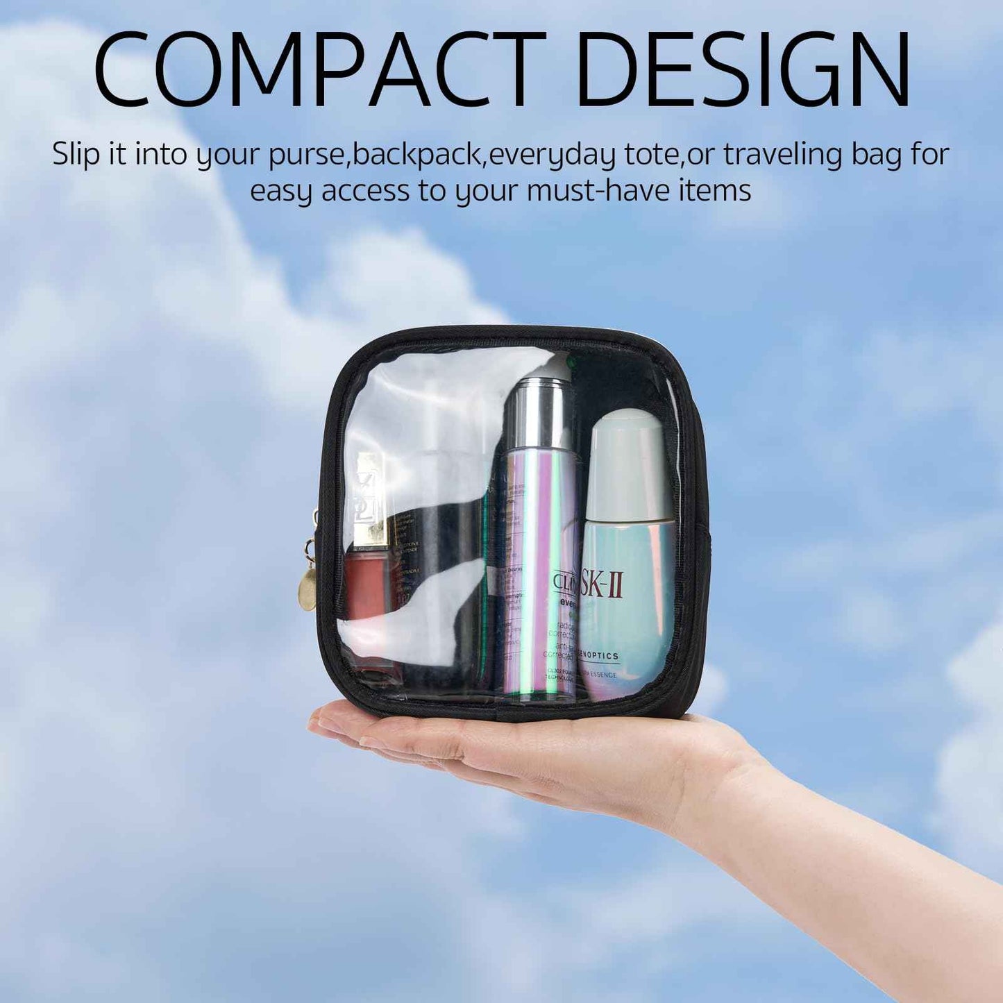 Mini Diaper & Makeup Bag Organizer - Clear Pouches for Purse, Travel Toiletry Essentials