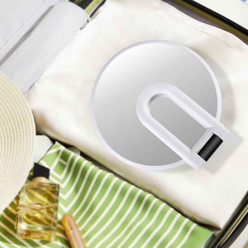 ALHAKIN 30X Magnifying Mirror, Travel Hand Mirrors with Handle, Double Sided Handheld Mirror with 30X/1X Magnification & Foldable Handle, Portable Small Makeup Mirror for Desk, White