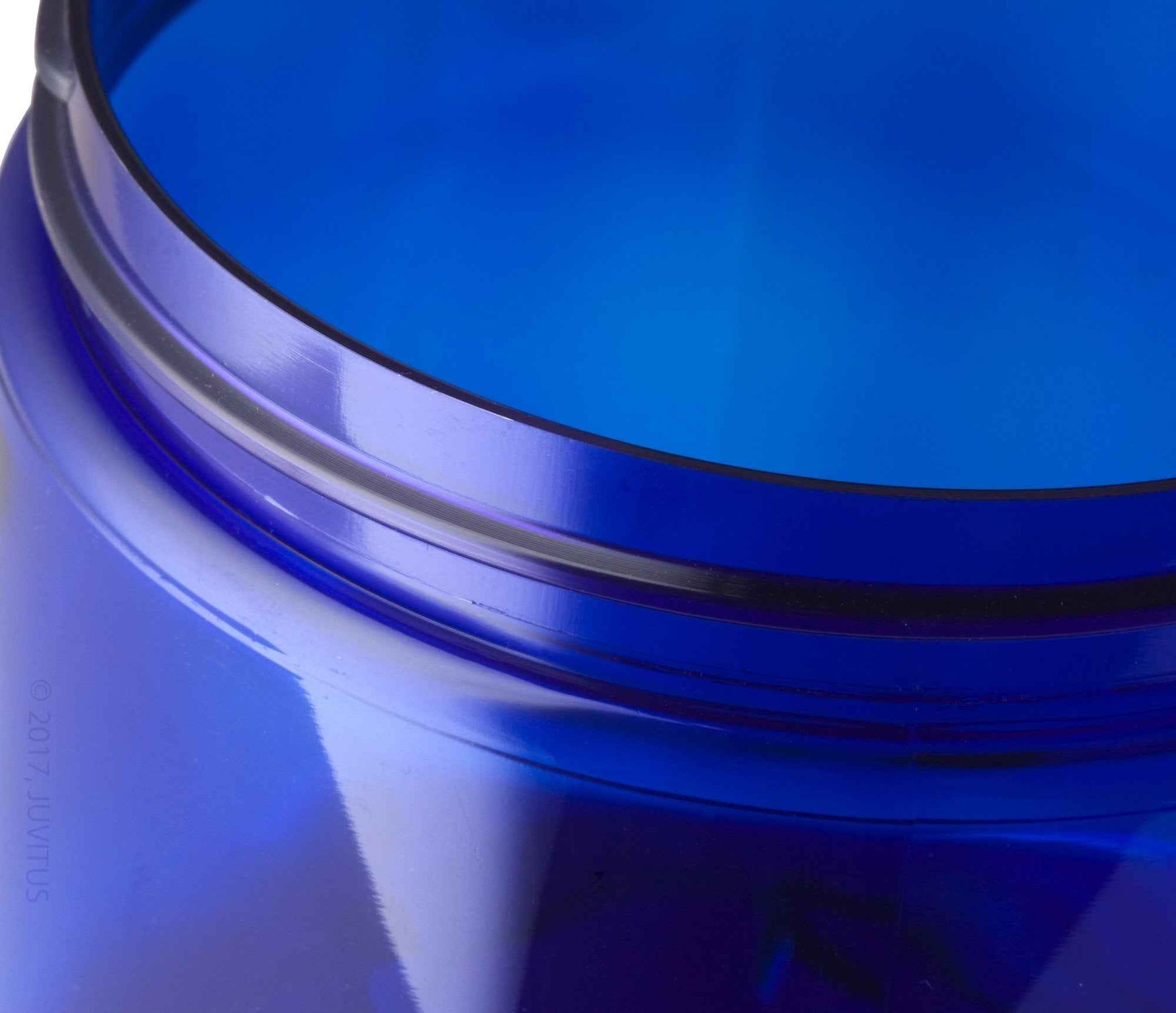 JUVITUS 16 oz Cobalt Blue PET Plastic Refillable Jar with Black Smooth Lid (6 pack)