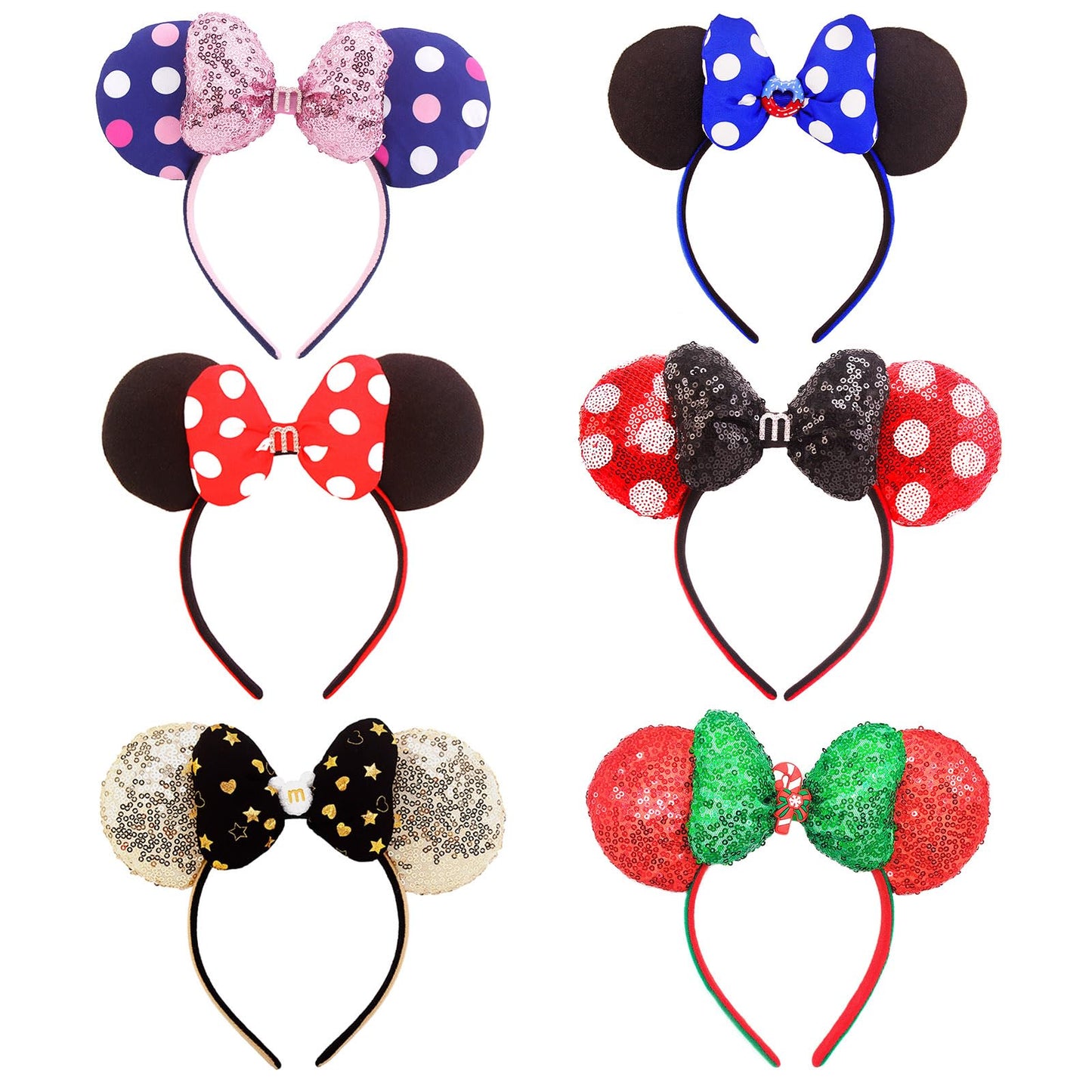 Jing xin Mouse Ears Bow Headbands Sequin Mouse Ears Headband Princess Party Decoration Cosplay Costume Accessories for Women Girls 02