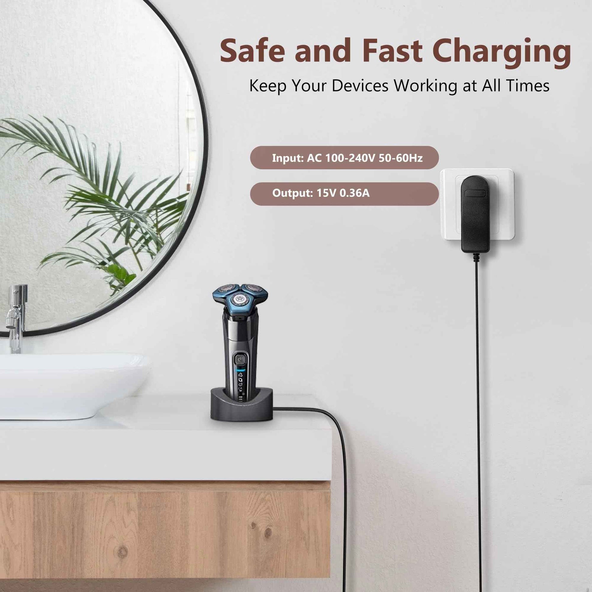 15V Replacement Power Cord for Philips Norelco Shavers & Beard Trimmers - Compatible with HQ8505, 7000, 5000, 3000, 9000 Series, MG5750, MG7750, S1560, OneBlade & More - 3.9FT Charging Adapter