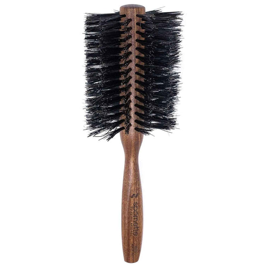 Spornette Italian Rounder Boar Bristle Round Hair Brush for Women & Men - Large Round Brush for Blow Drying, Styling & Volumizing - Wooden Brush for Medium to Long Thick, Fine, Curly or Straight Hair