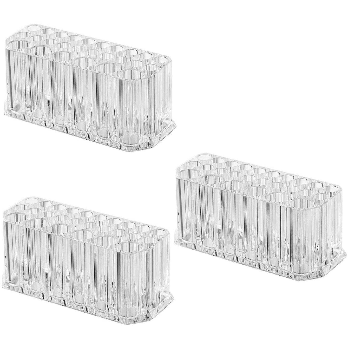 Foraineam 3 Pack Acrylic Eyeliner Lip Liner Holder Organizer, 26 Slots Makeup Brush Pencil Organization Container, Clear Cosmetic Storage Display Holder